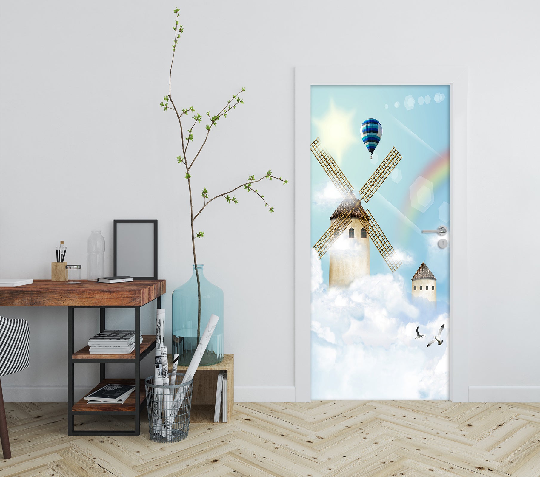 3D Cloud Windmill 23205 Door Mural