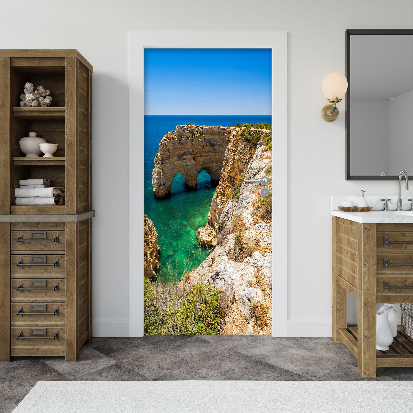 3D Ocean Stone cliff 22158 Door Mural