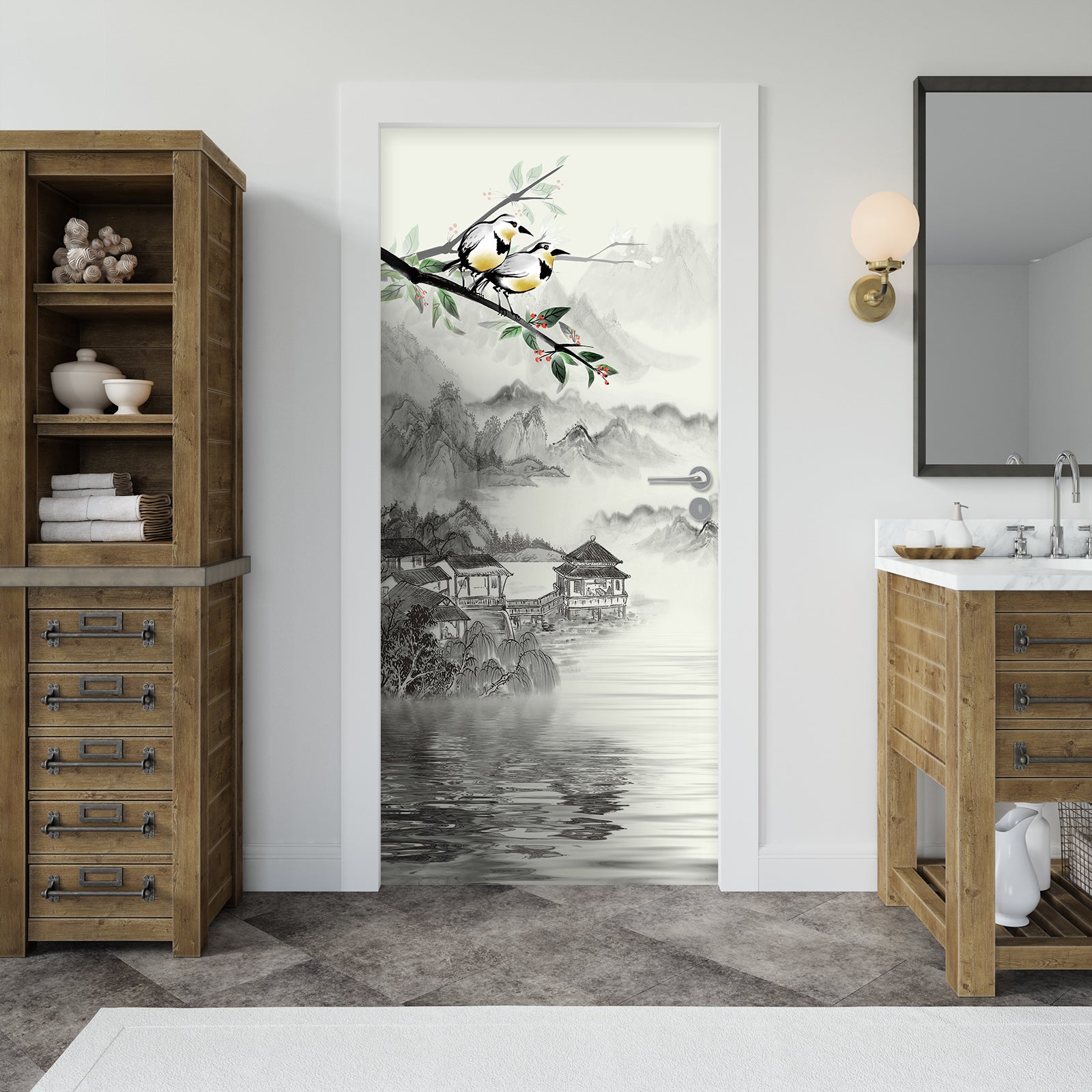 3D Ink Landscape 21188 Door Mural