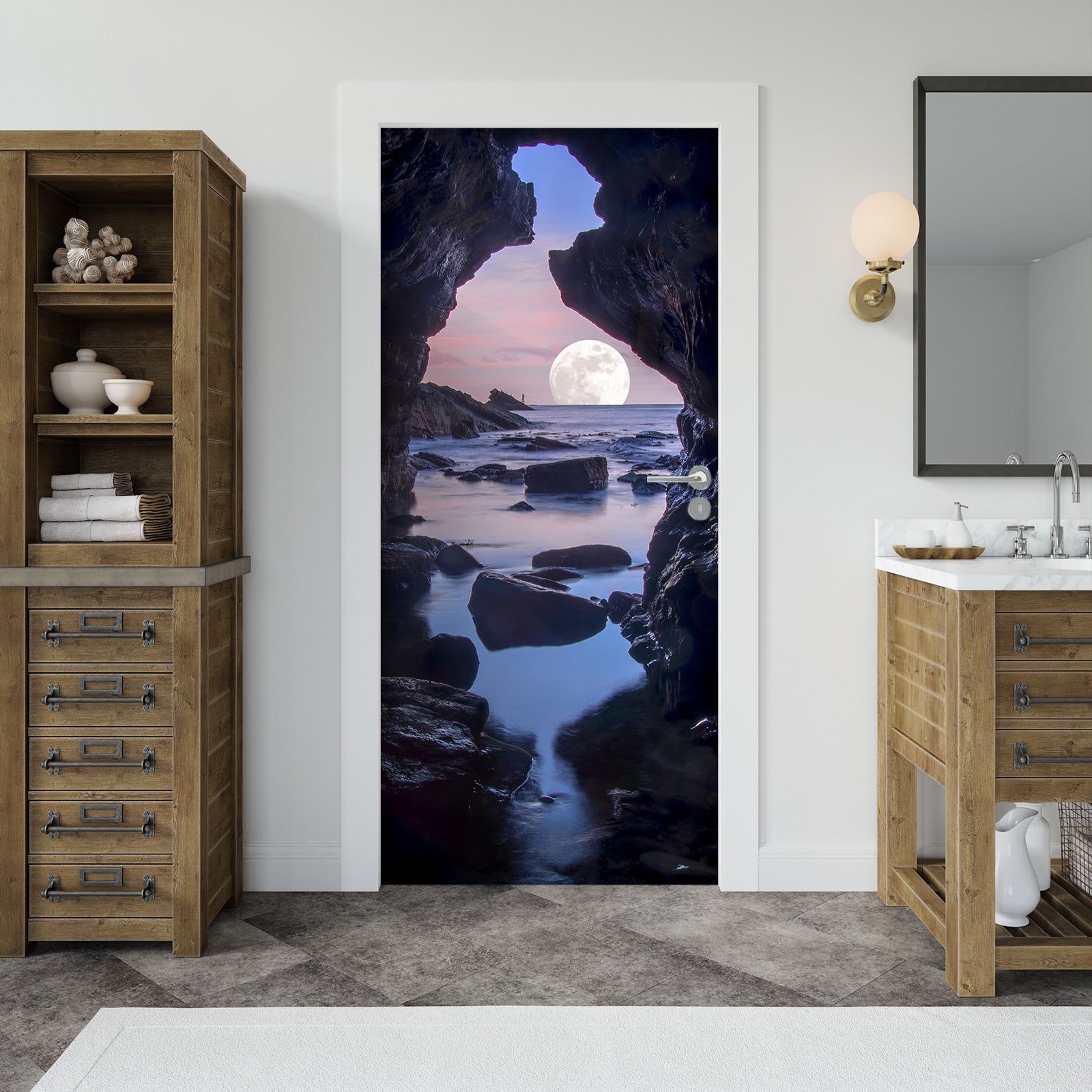 3D Stone Moon 22117 Door Mural