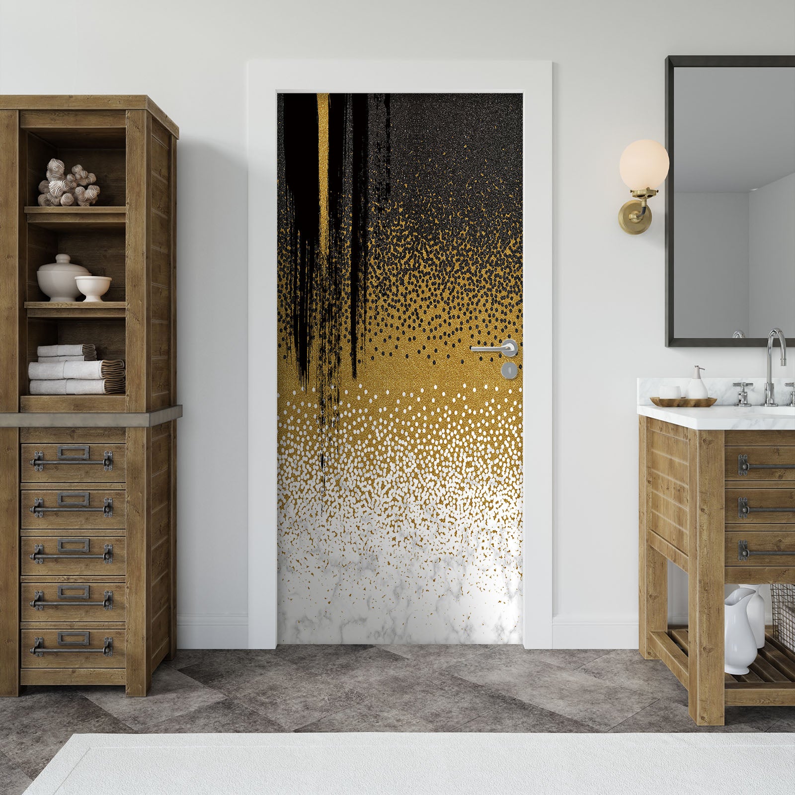 3D Gold Black 21206 Door Mural