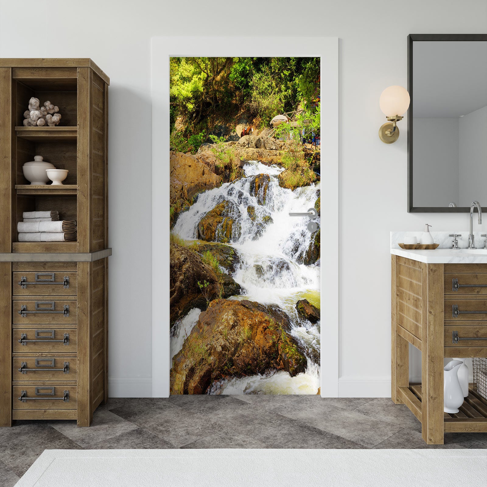 3D River Stones 205 Door Mural