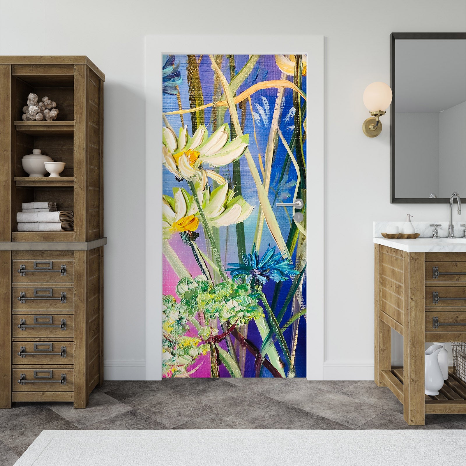 3D White Flower 3252 Skromova Marina Door Mural