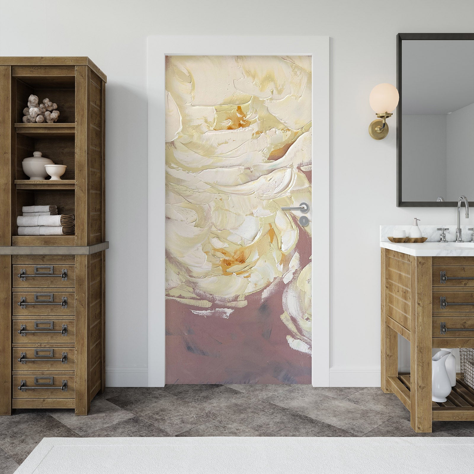 3D White Rose 3081 Skromova Marina Door Mural