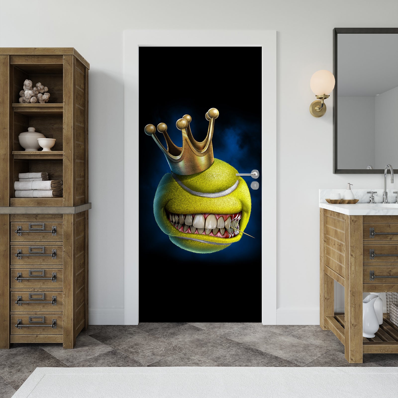 3D Yellow Ball Teeth 616 Tom Wood Door Mural