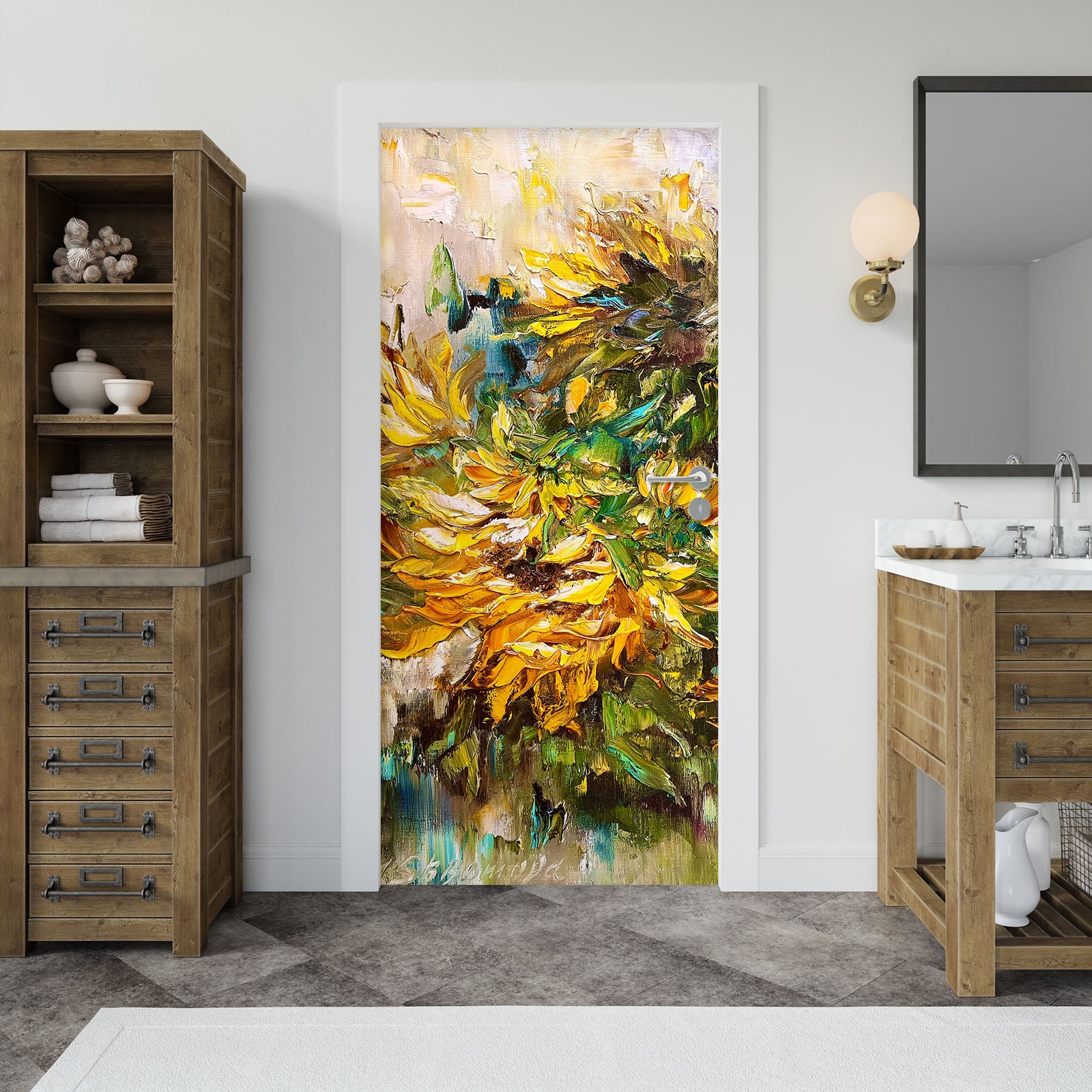 3D Yellow Flower 3072 Skromova Marina Door Mural