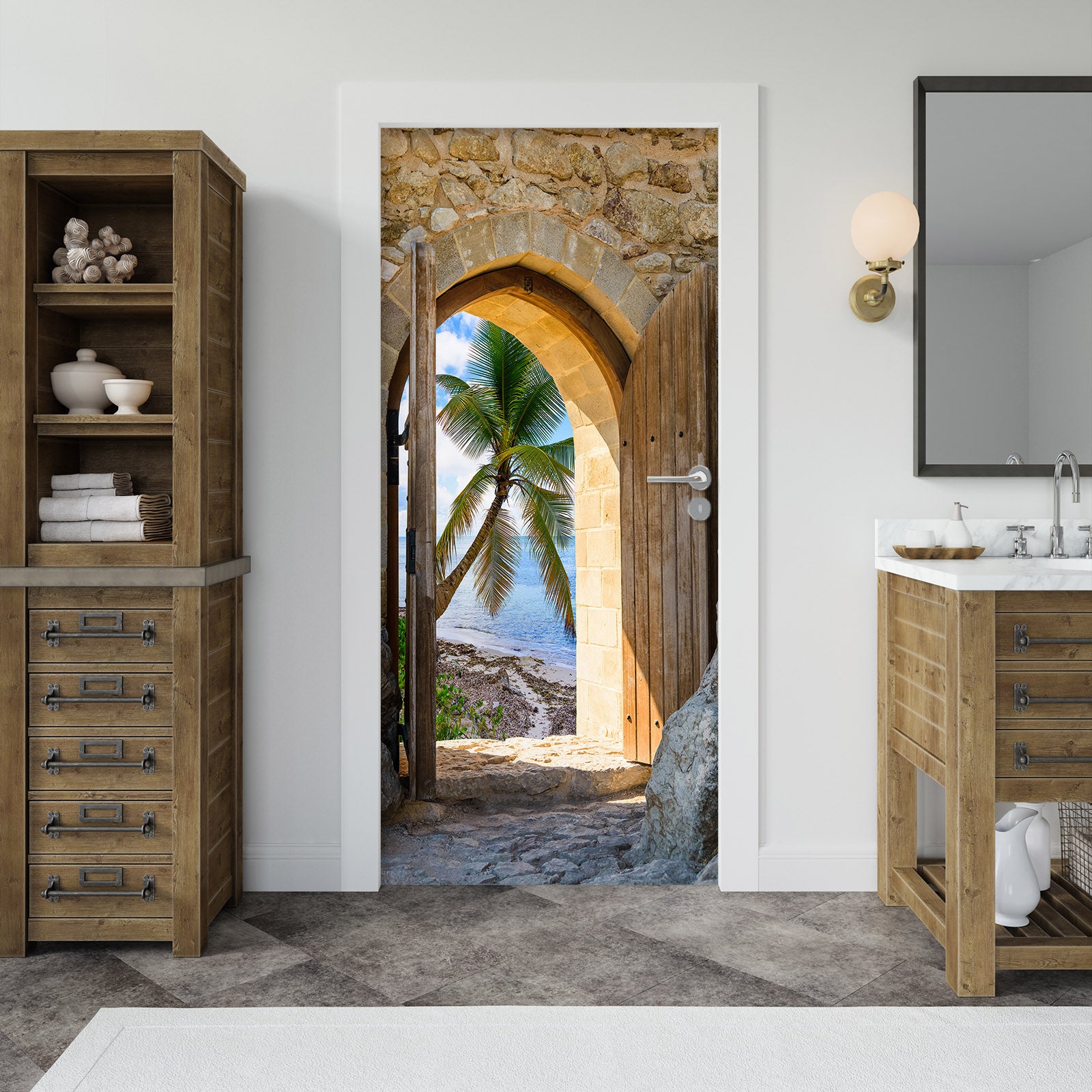 3D Coconut Tree 22088 Door Mural