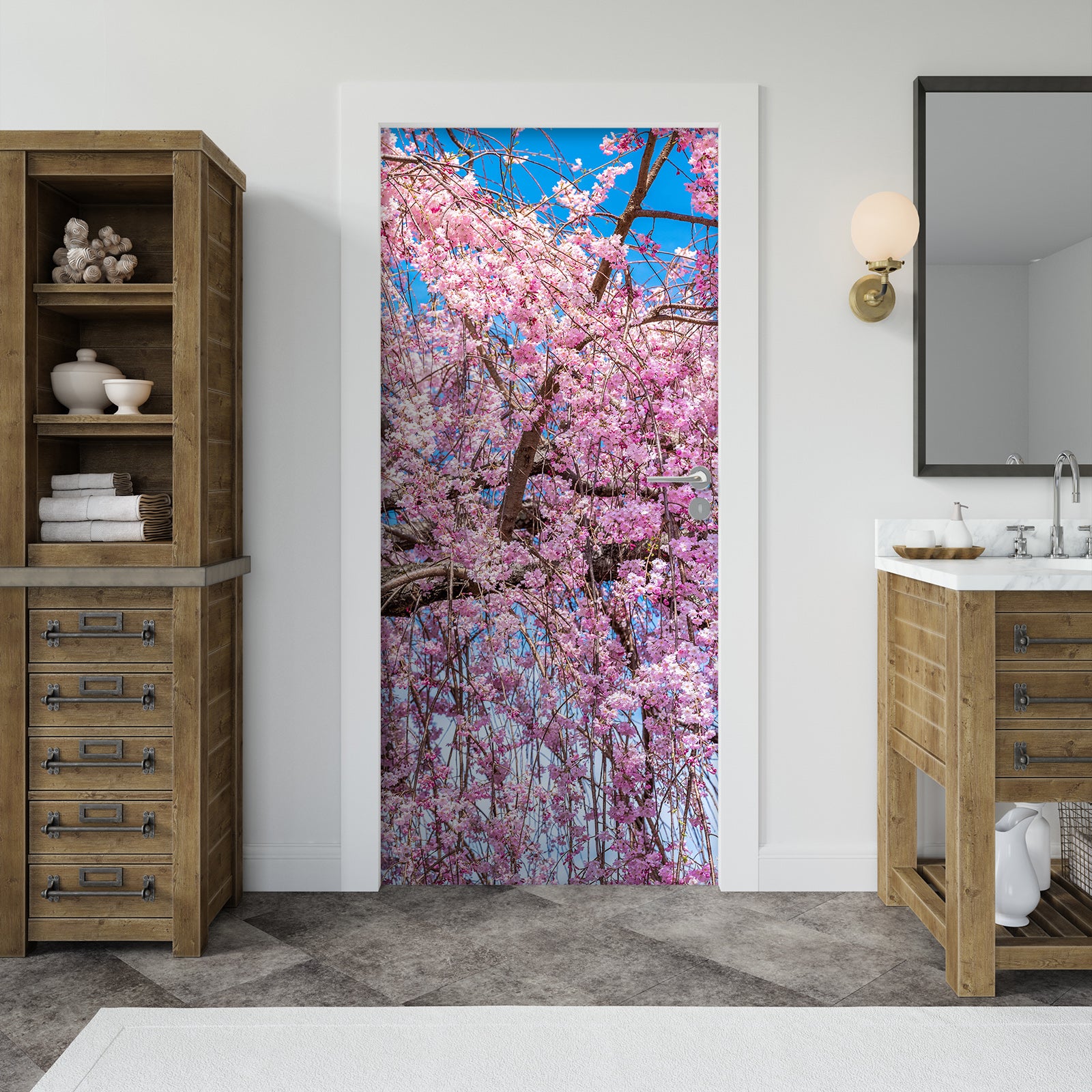 3D Pink Cherry Blossom Branch 11454 Marco Carmassi Door Mural