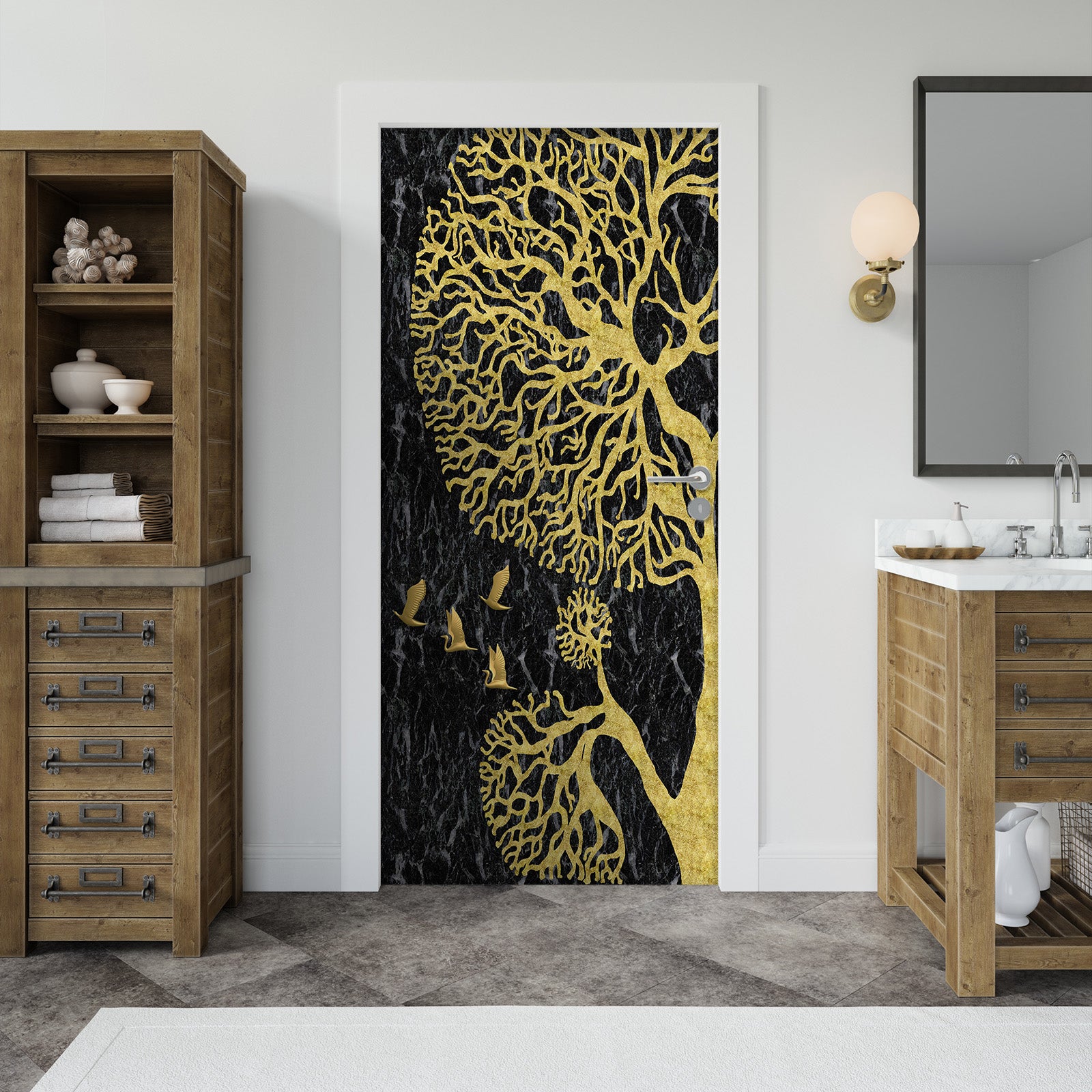 3D Golden Tree 21210 Door Mural