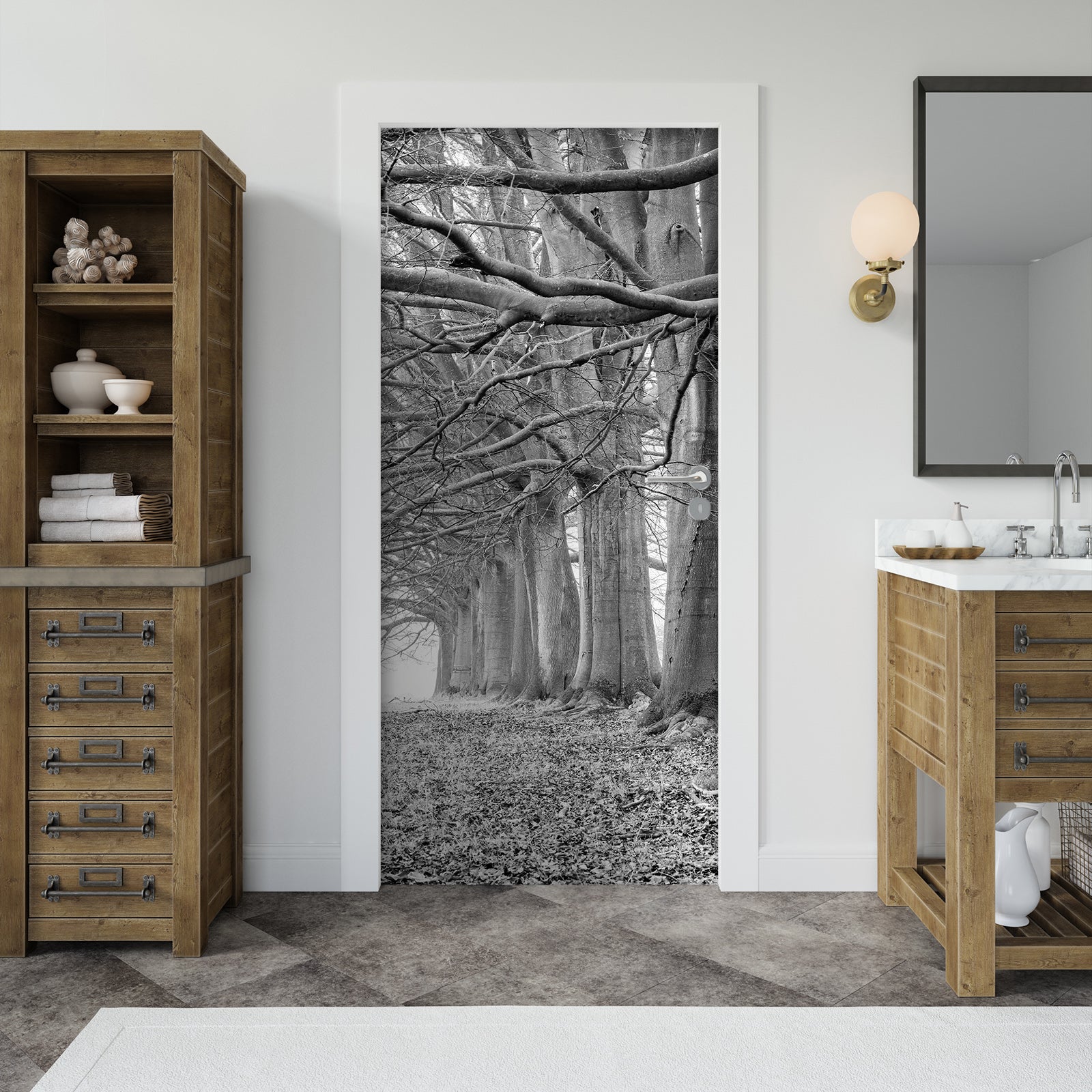 3D Grey Lawn Woods 106203 Assaf Frank Door Mural