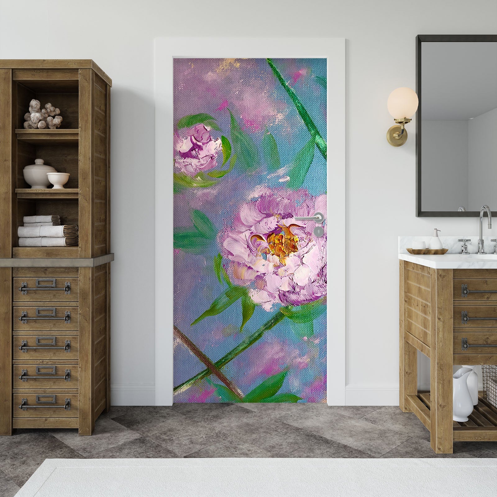 3D Pink Roses 3238 Skromova Marina Door Mural