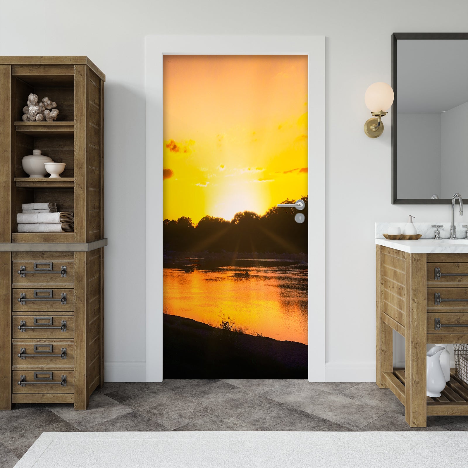 3D Sunset Lake 107202 Beth Sheridan Door Mural