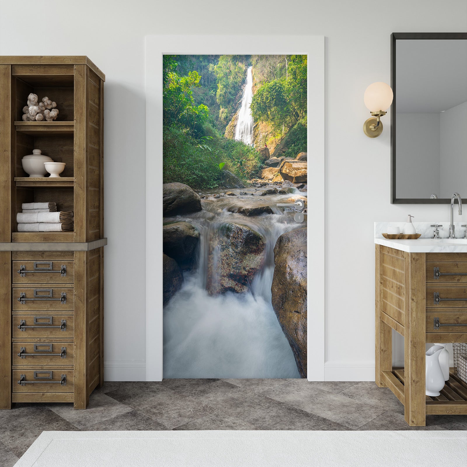 3D Waterfall Stream 23020 Door Mural