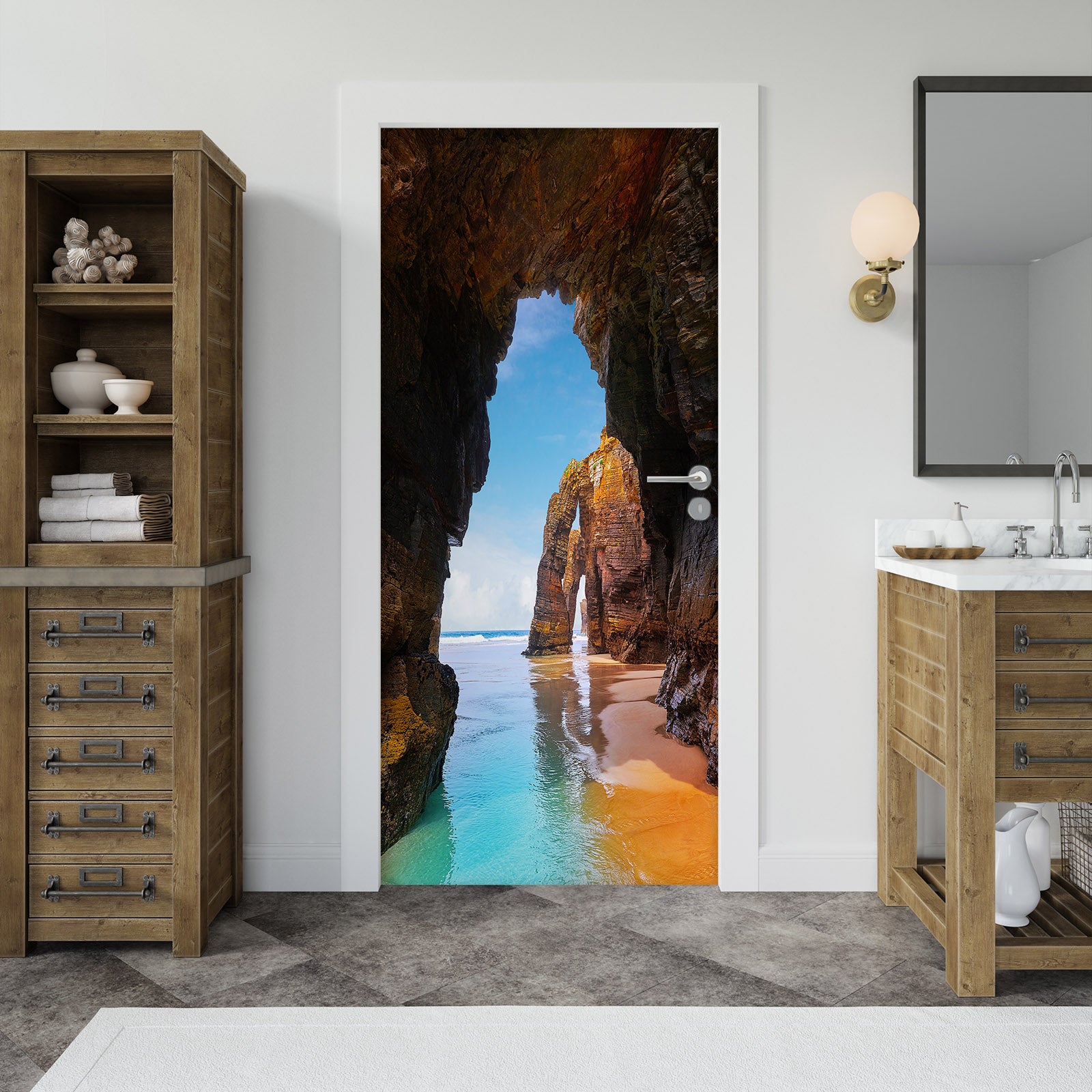 3D Stone Cave 22149 Door Mural