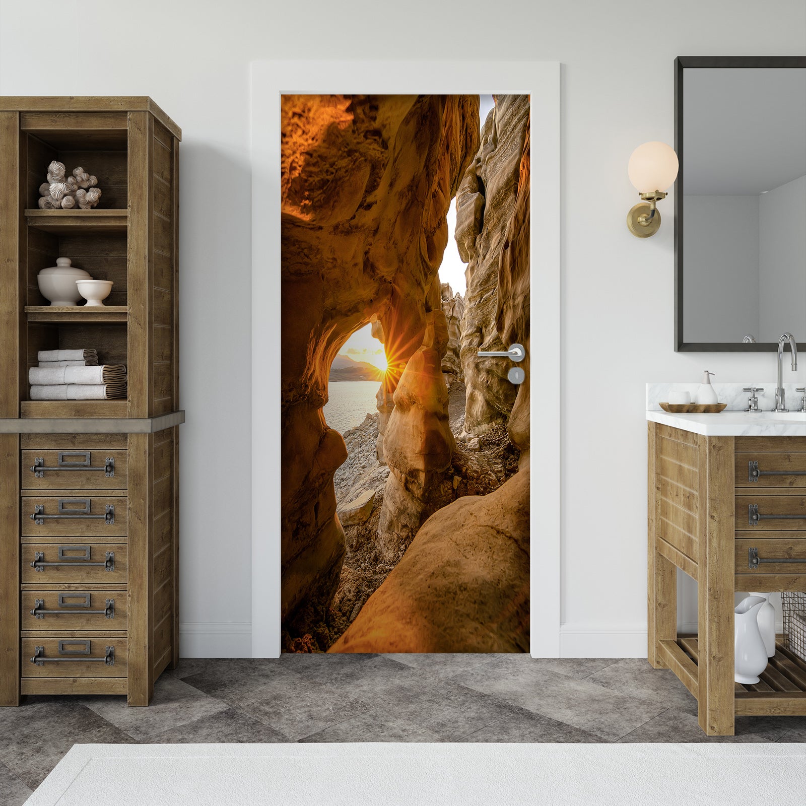 3D Stone Cave 25119 Door Mural