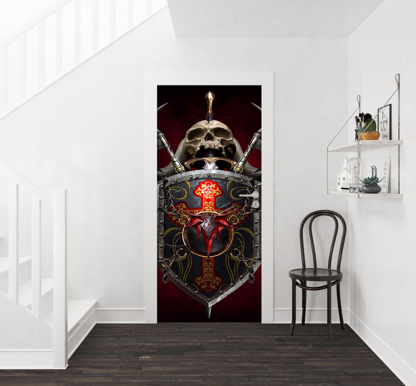 3D Skeleton Shield 640 Tom Wood Door Mural