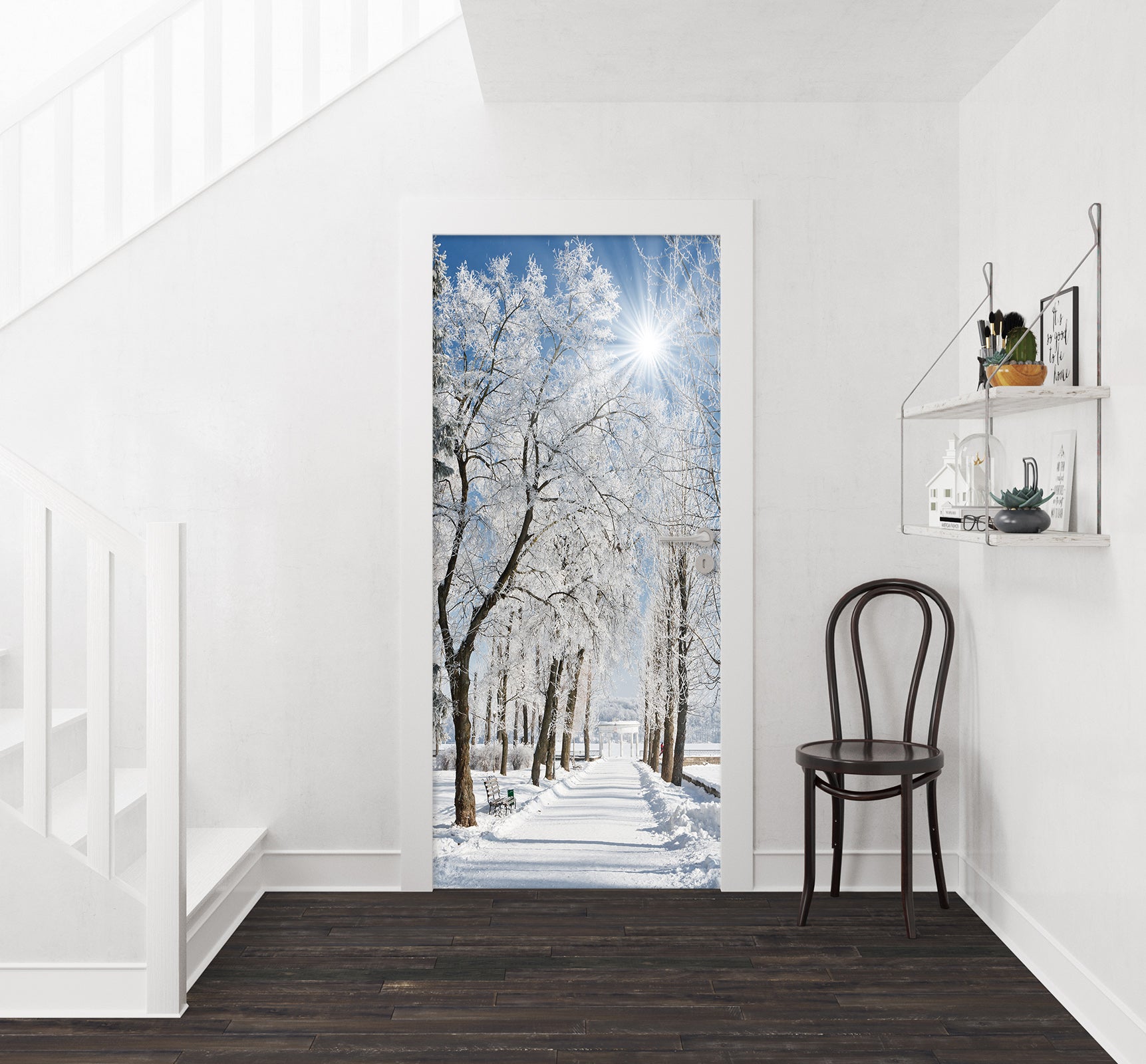 3D Snowfield Tree 22038 Door Mural