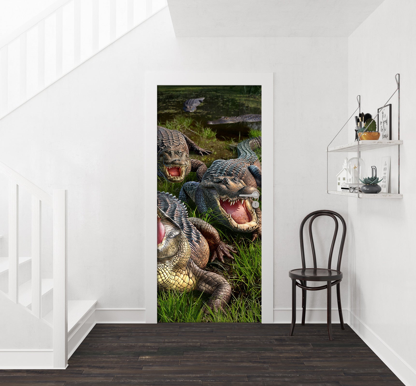 3D Grass Crocodile 112111 Jerry LoFaro Door Mural