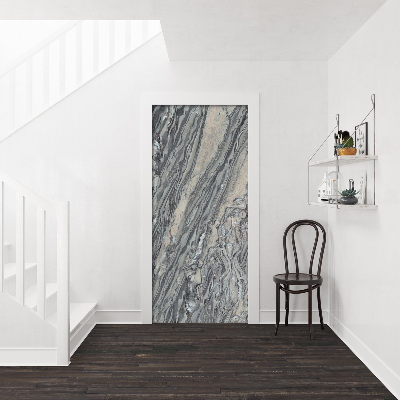 3D Gray Marble 21183 Door Mural