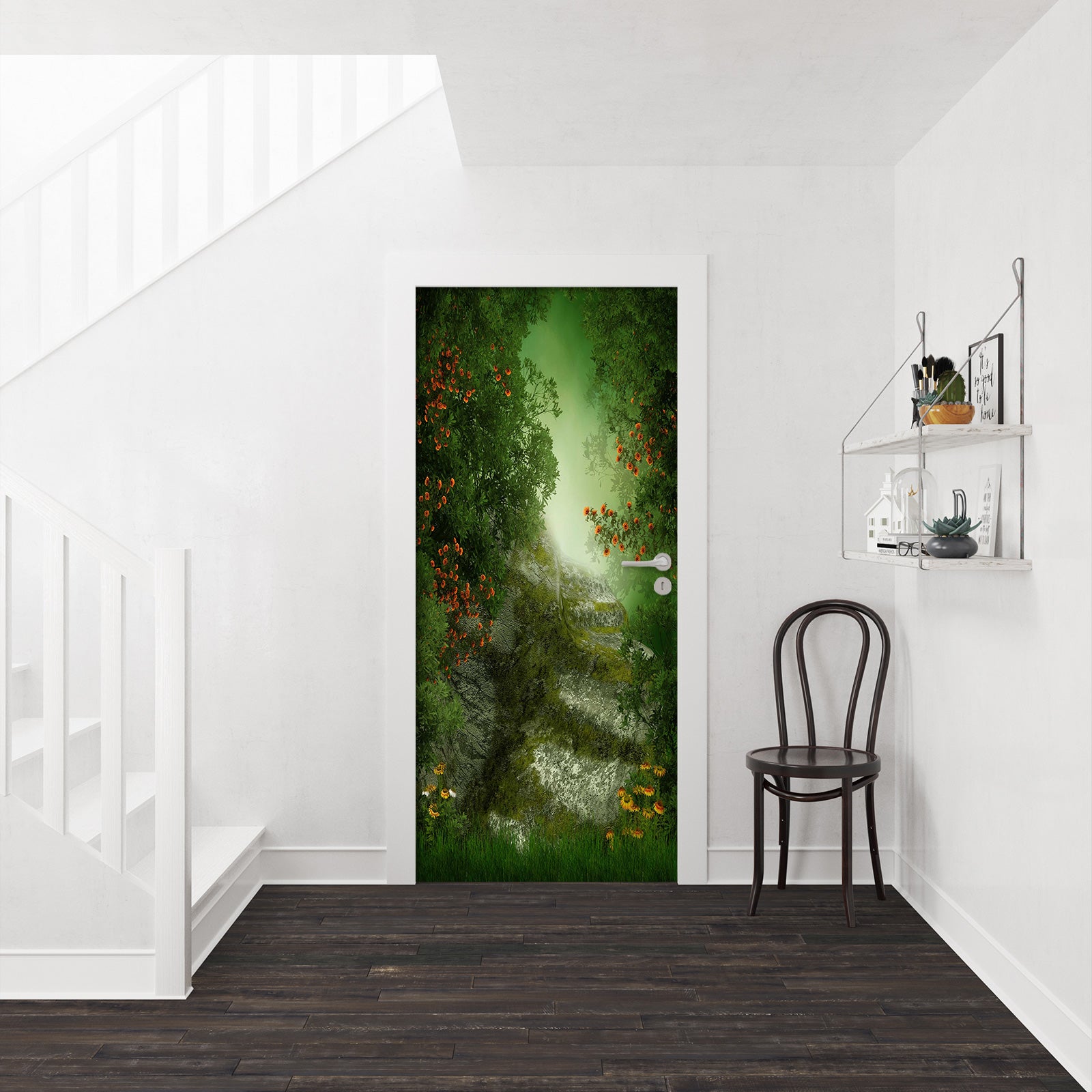 3D Forest Chrysanthemum 025 Door Mural