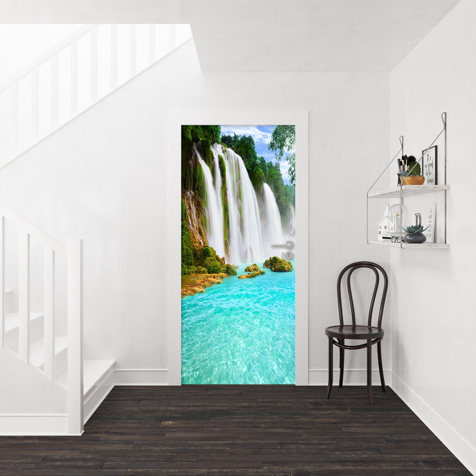 3D Lake Waterfall 059 Door Mural