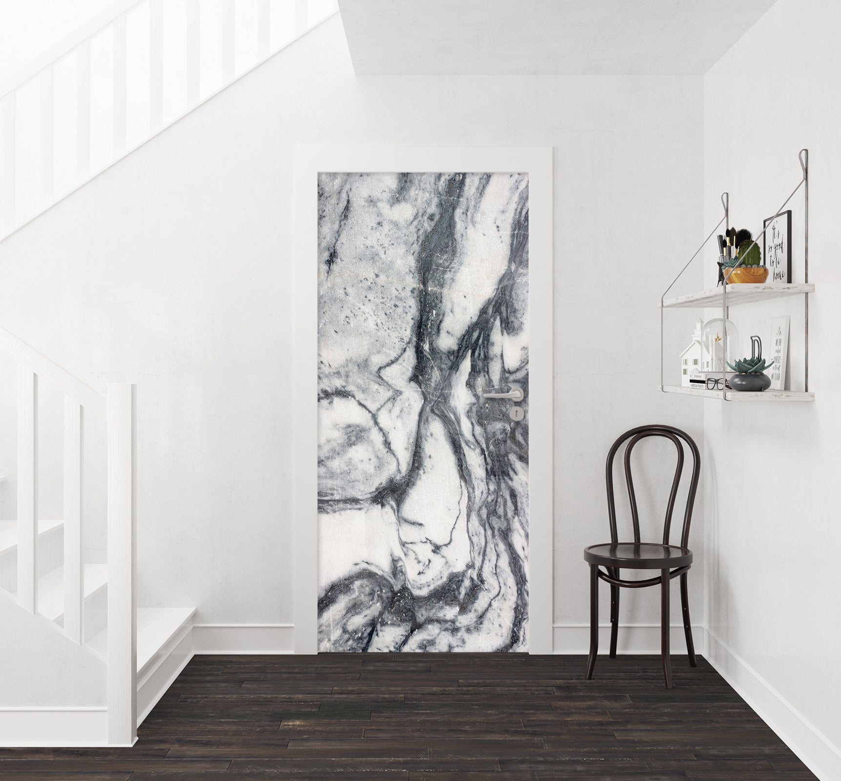 3D Grey Marble Pattern 25115 Door Mural