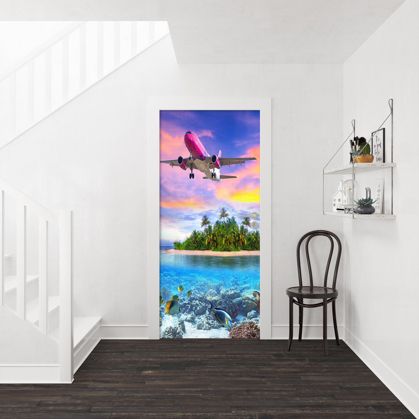 3D Island Plane 216 Door Mural