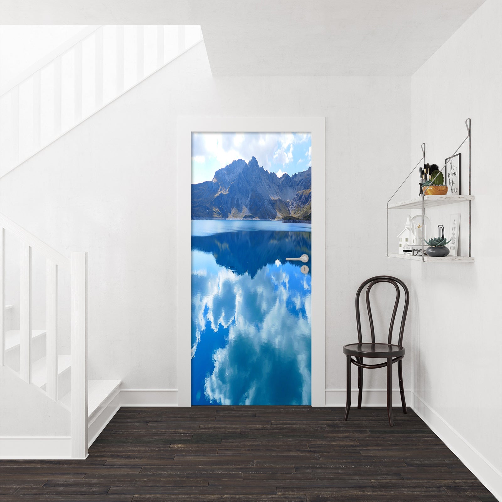 3D Mountain Sky Reflection 23100 Door Mural