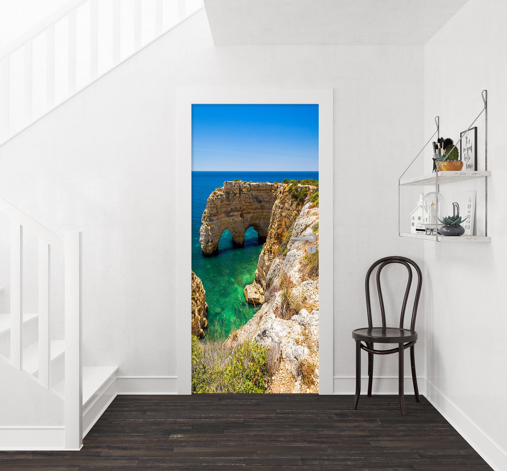 3D Ocean Stone cliff 22158 Door Mural