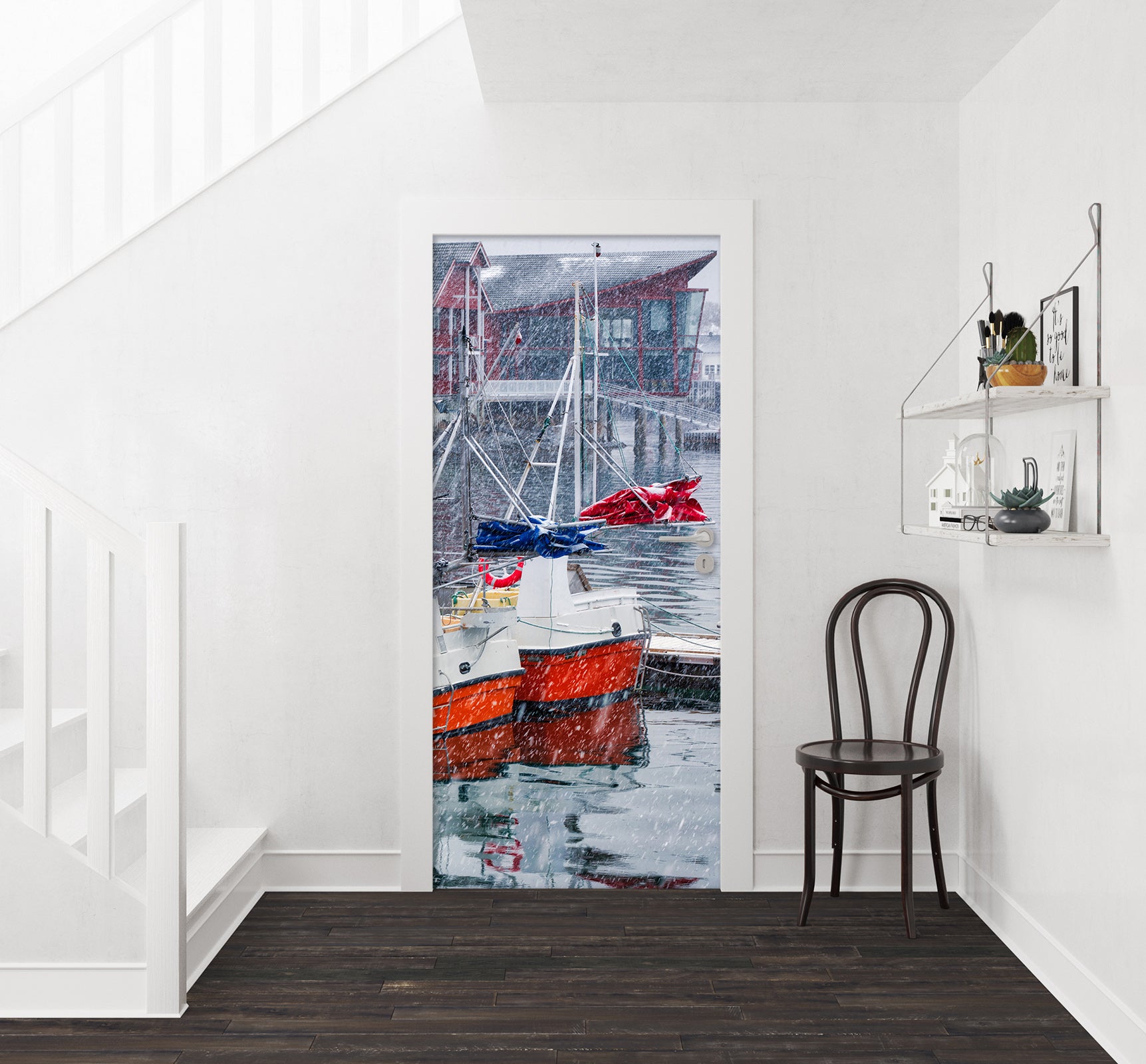 3D River Boat Rain 11413 Marco Carmassi Door Mural