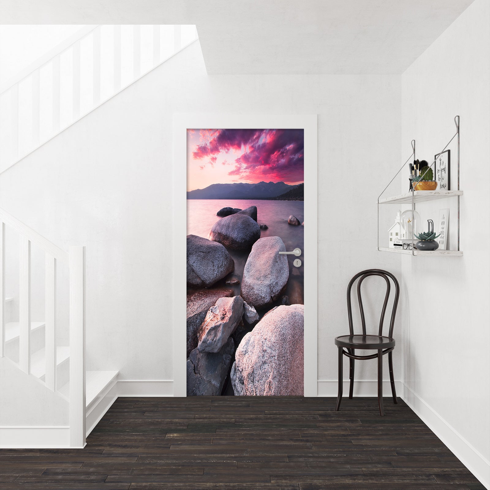 3D Pink Sky Stones 121 Door Mural