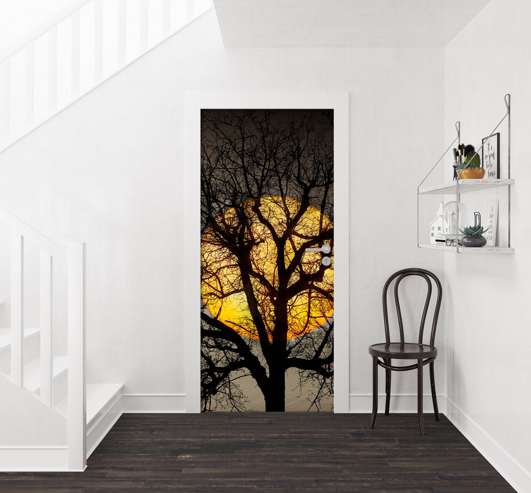 3D Moon Trees Shadow 12290 Marco Carmassi Door Mural