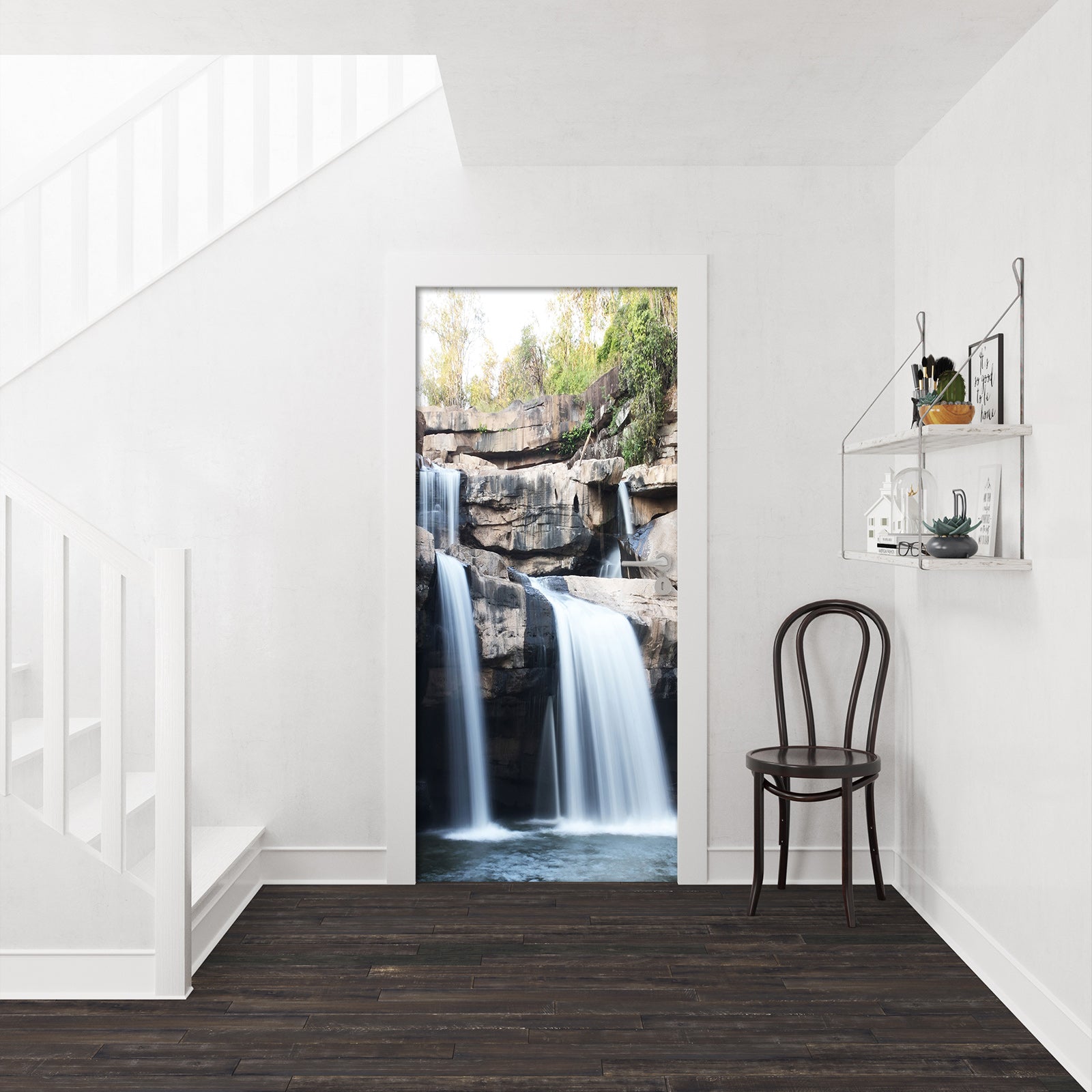 3D Waterfall Slate 195 Door Mural