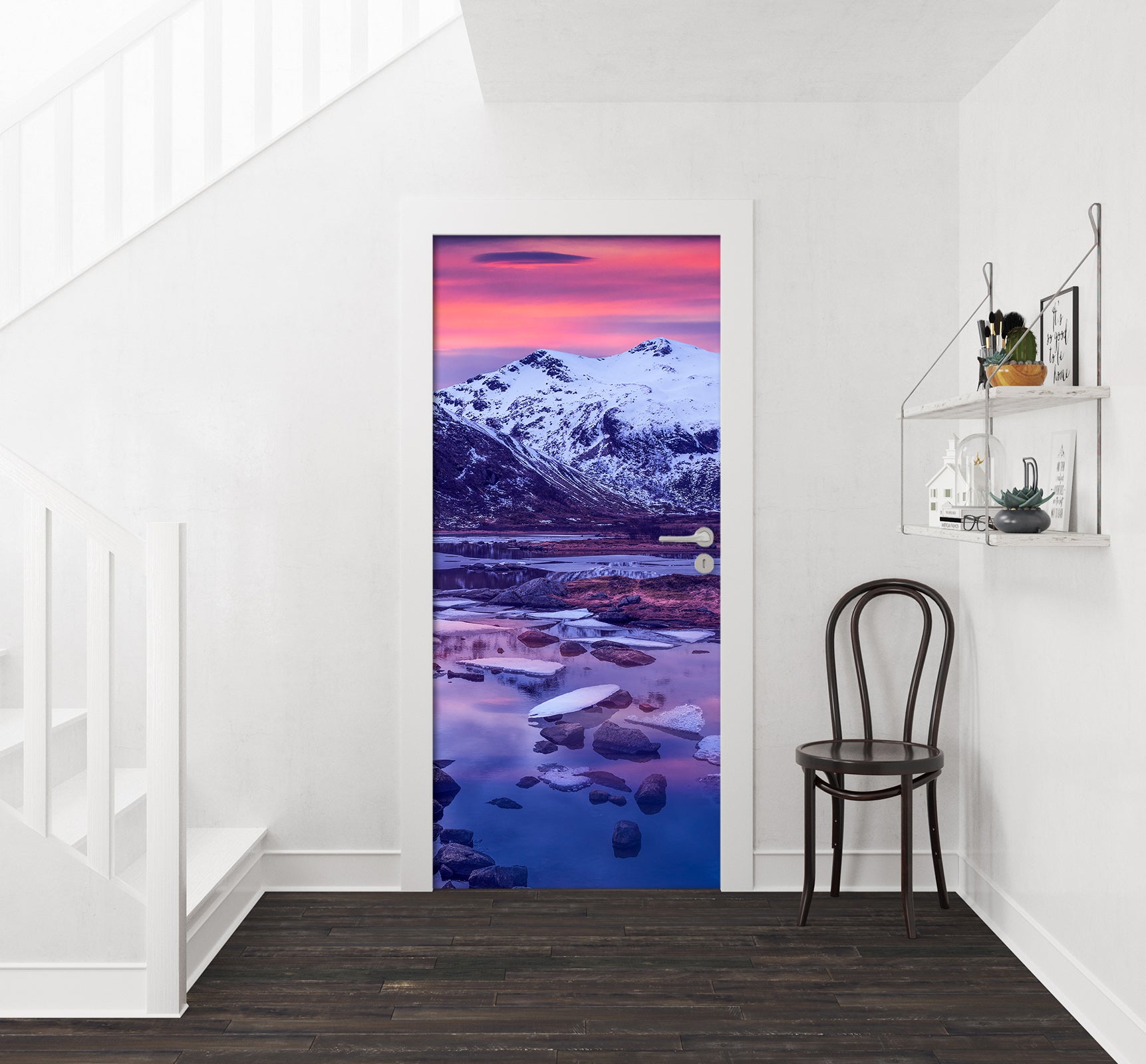 3D Lake Snow Mountain Sunset 11587 Marco Carmassi Door Mural