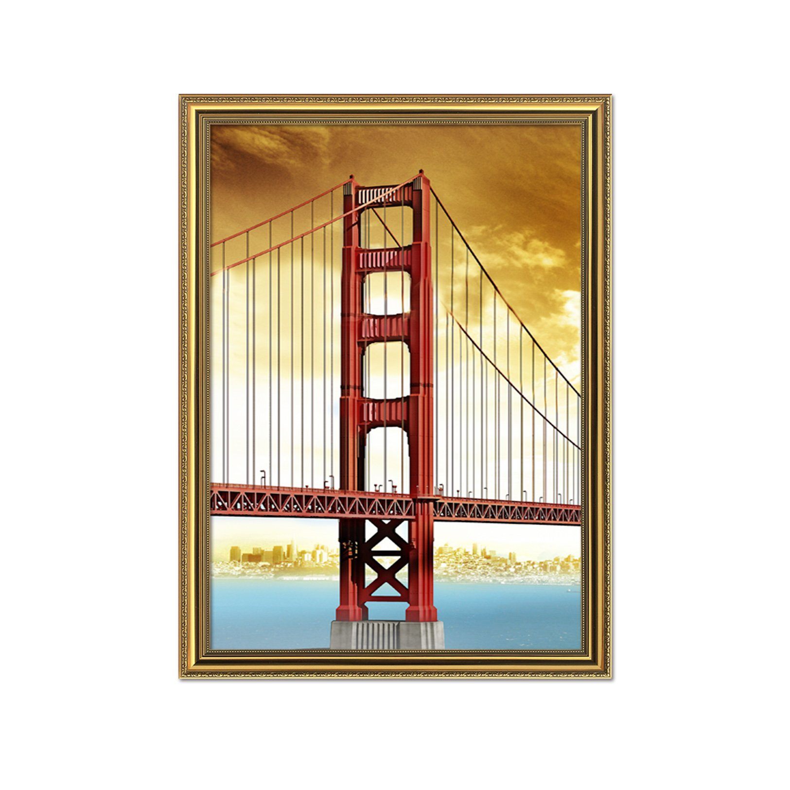 3D Red Bridge 003 Fake Framed Print Painting Wallpaper AJ Creativity Home 