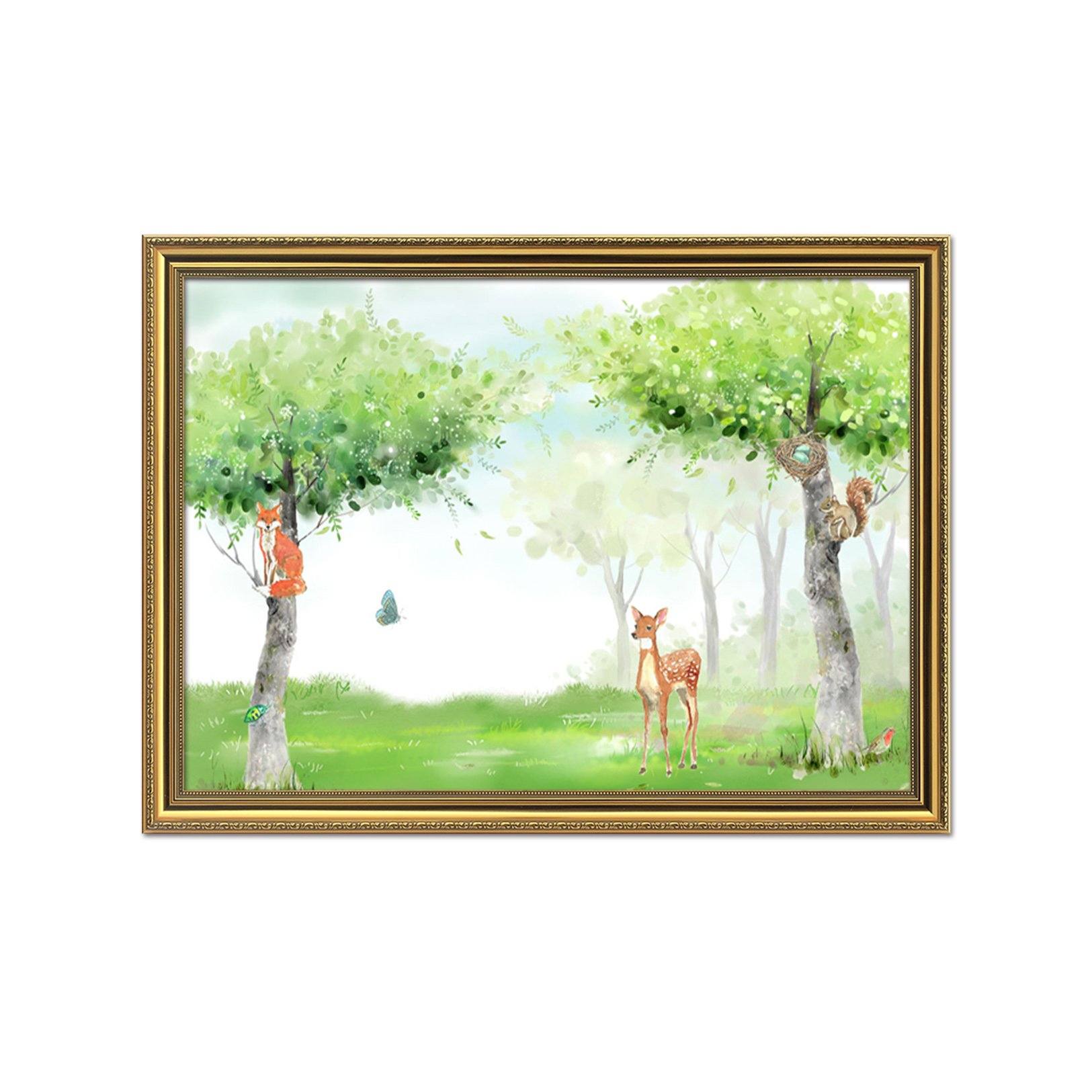 3D Fawn Butterfly 005 Fake Framed Print Painting Wallpaper AJ Creativity Home 