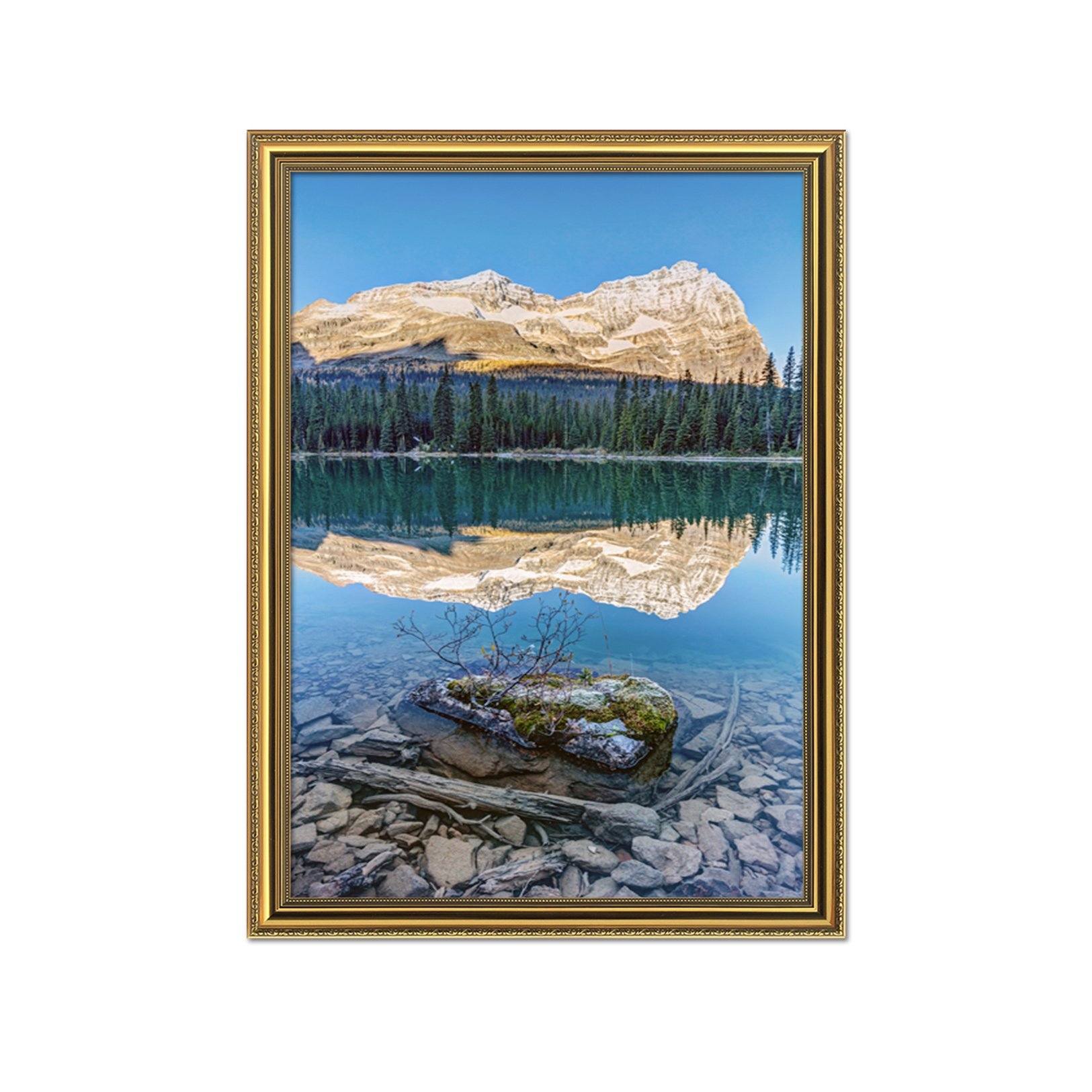 3D Mountain Lake 031 Fake Framed Print Painting Wallpaper AJ Creativity Home 