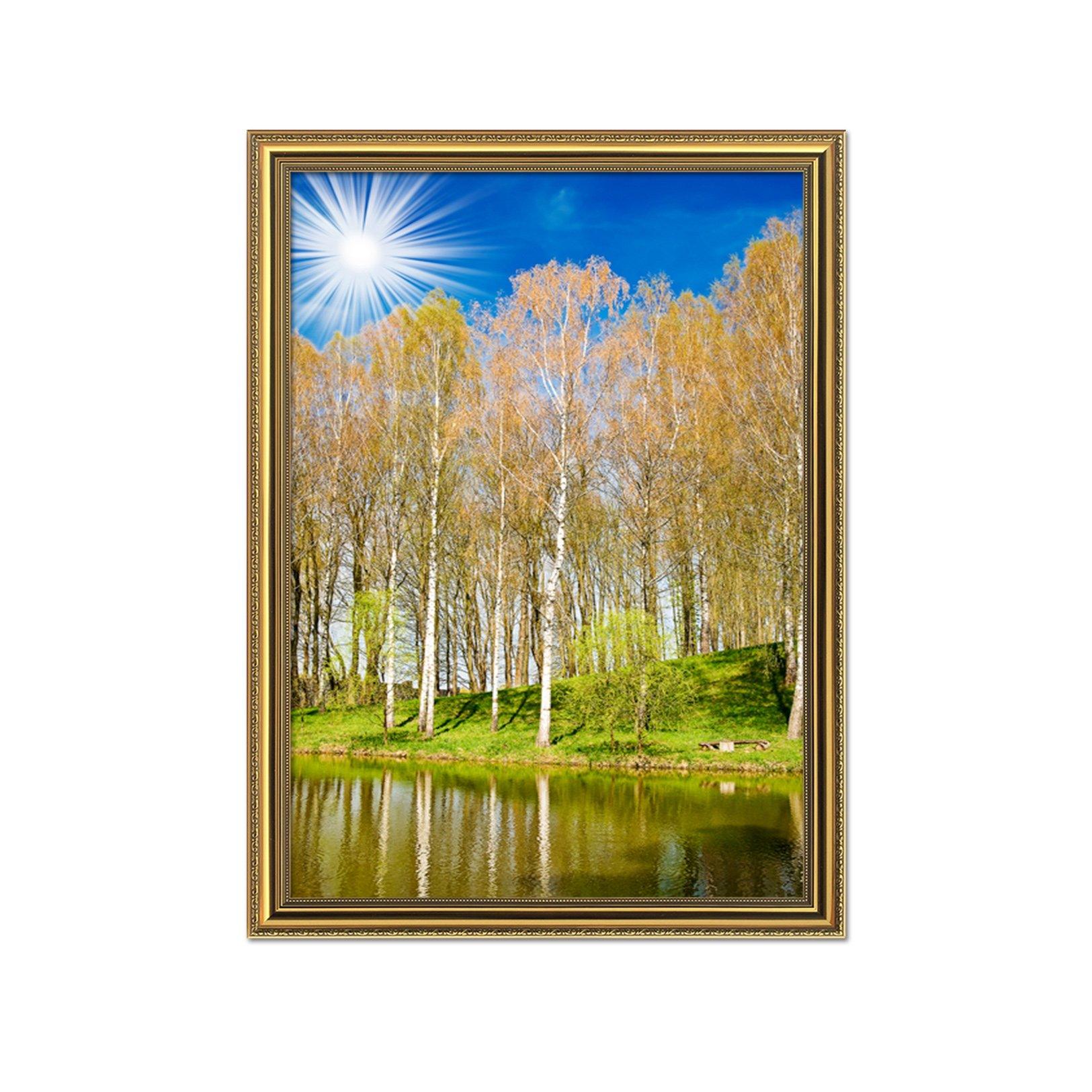 3D Sunny Trees 046 Fake Framed Print Painting Wallpaper AJ Creativity Home 