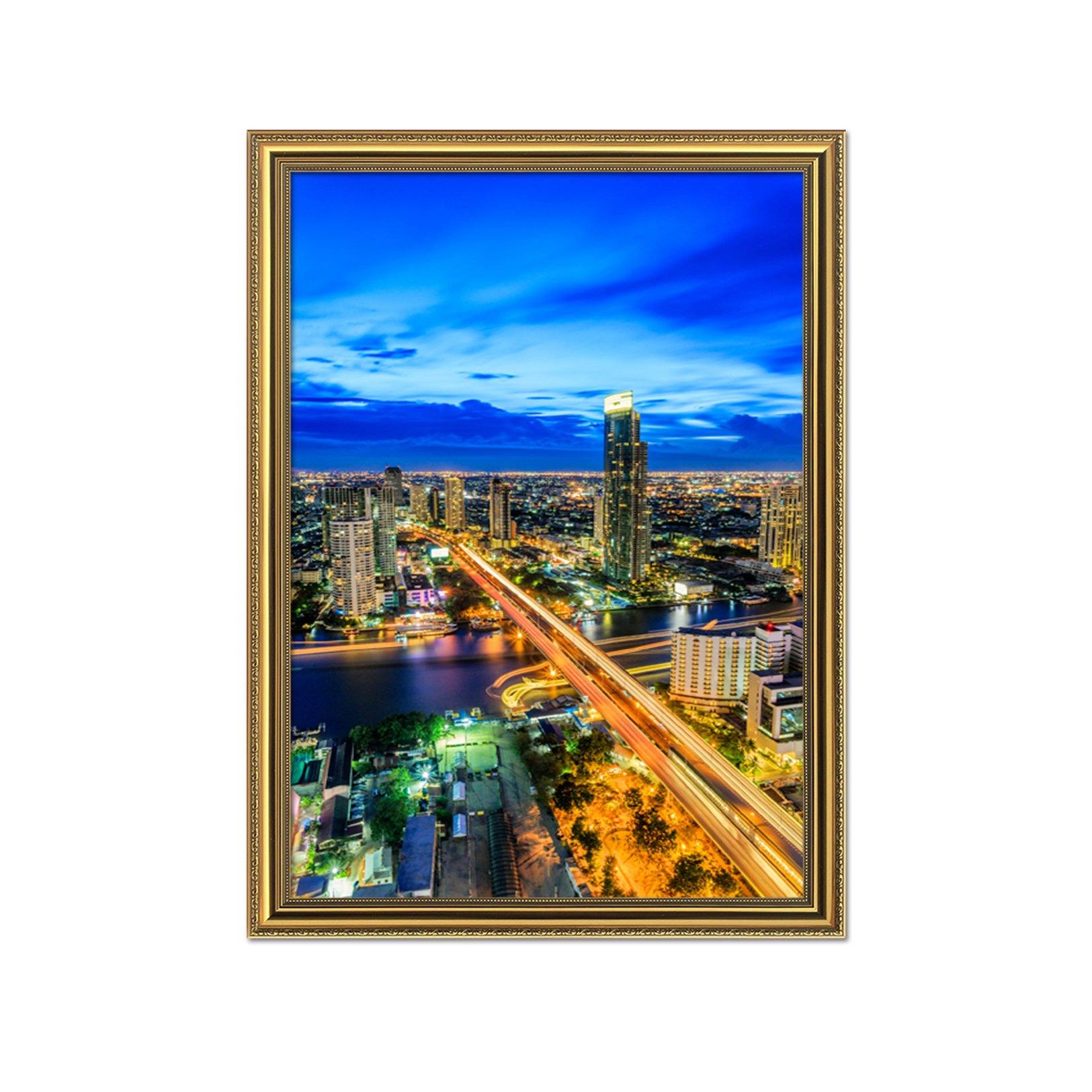 3D Light City 014 Fake Framed Print Painting Wallpaper AJ Creativity Home 