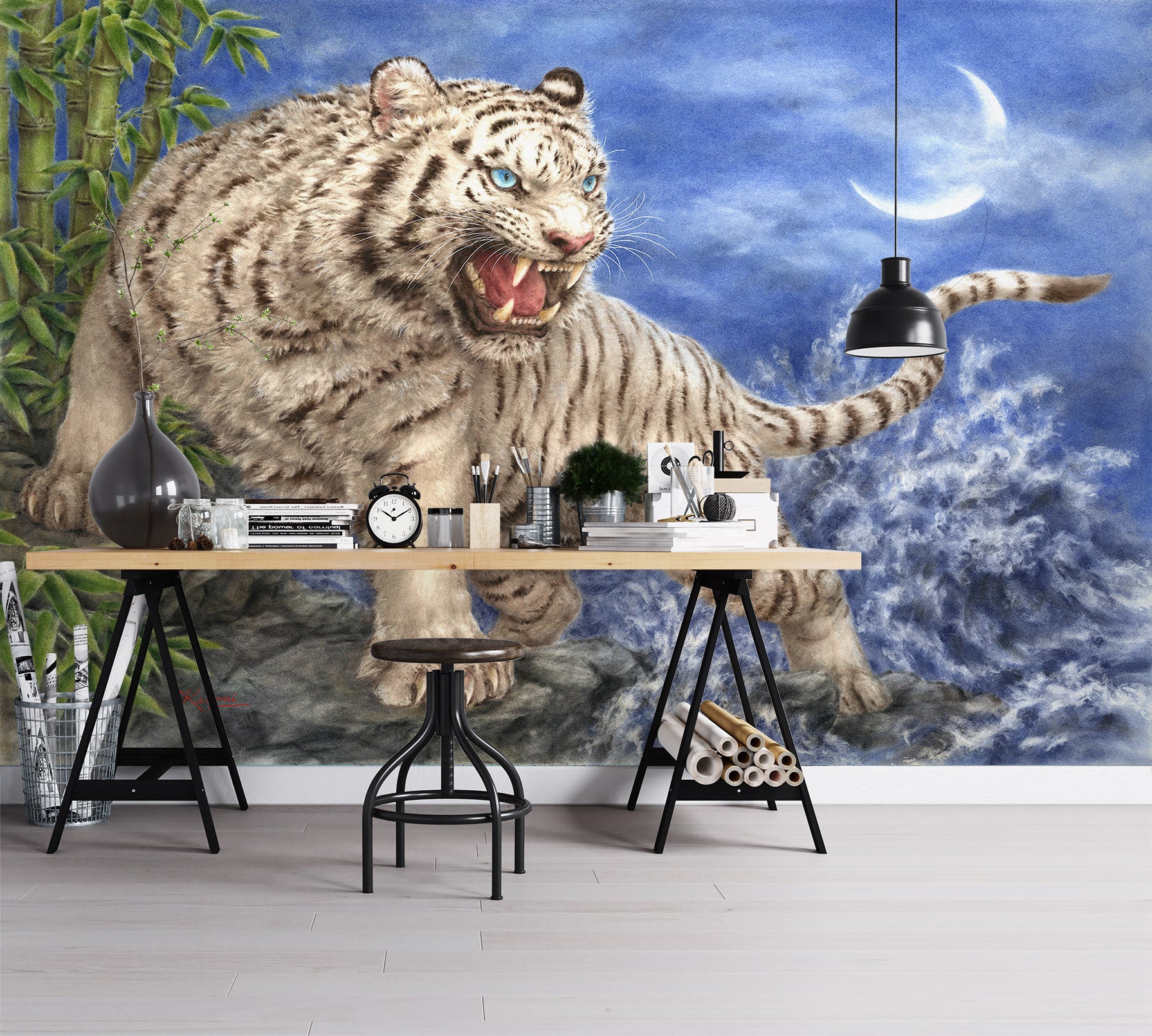 3D White Tiger 5452 Kayomi Harai Wall Mural Wall Murals