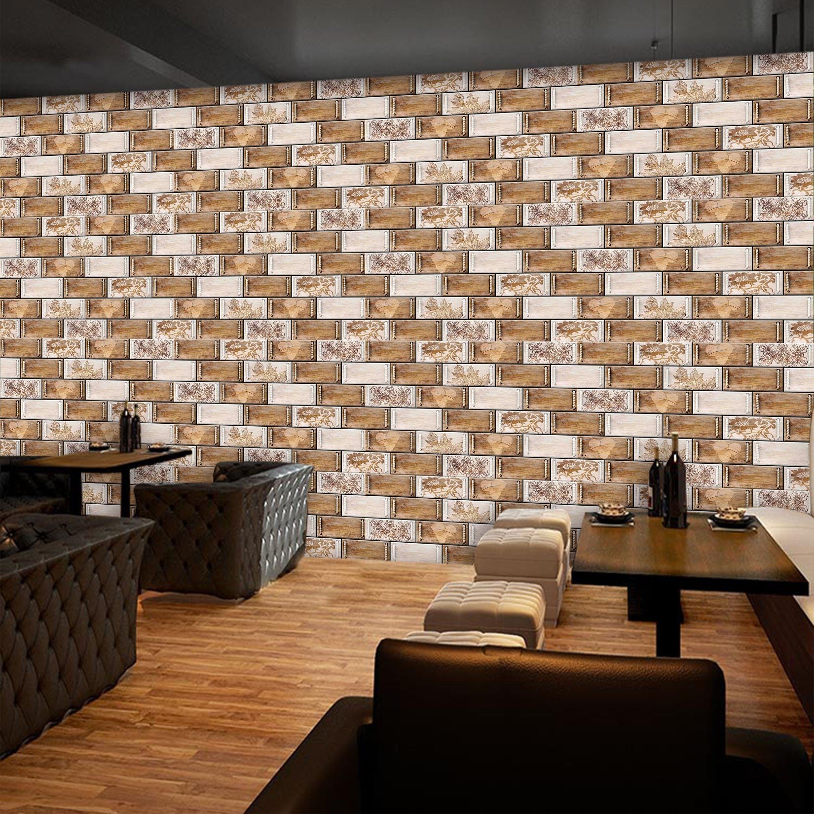 3D Wooden Wall Flower Pattern 38 Wallpaper AJ Wallpaper 