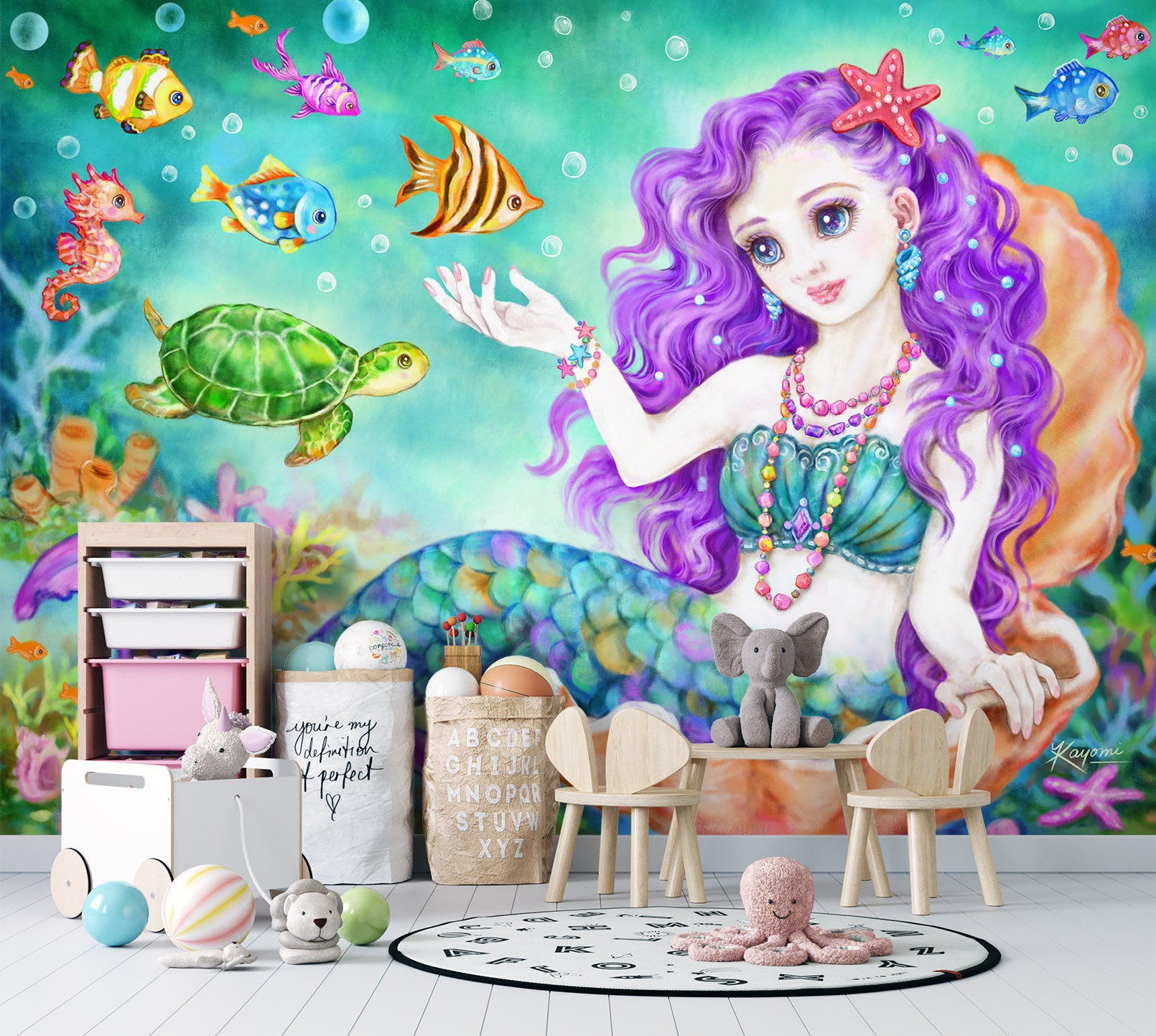 3D Beautiful Mermaid 5527 Kayomi Harai Wall Mural Wall Murals