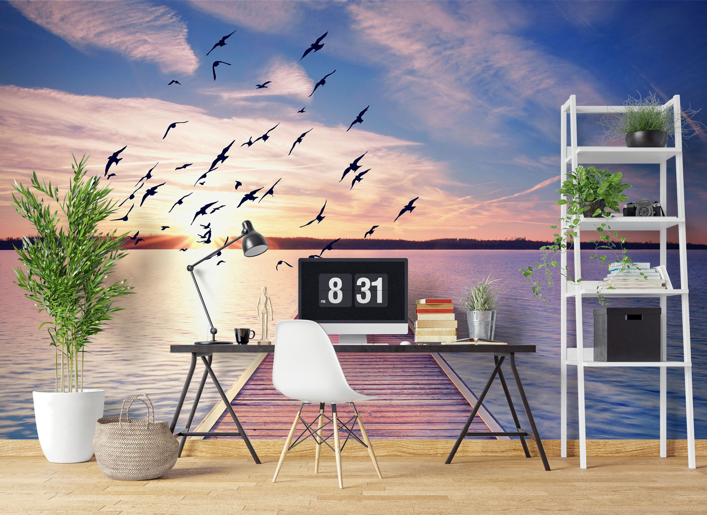 3D Dock Seagull 1089 Wall Murals