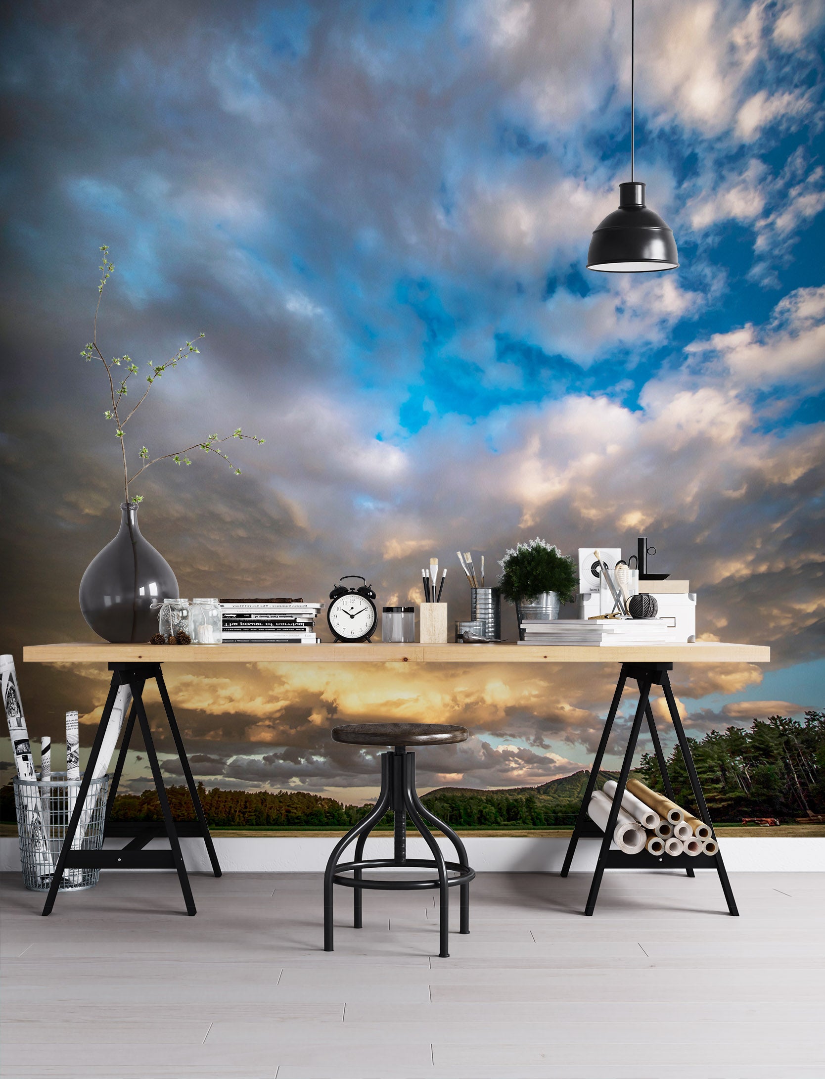 3D Blue Sky White Clouds 85003 Jerry LoFaro Wall Mural Wall Murals