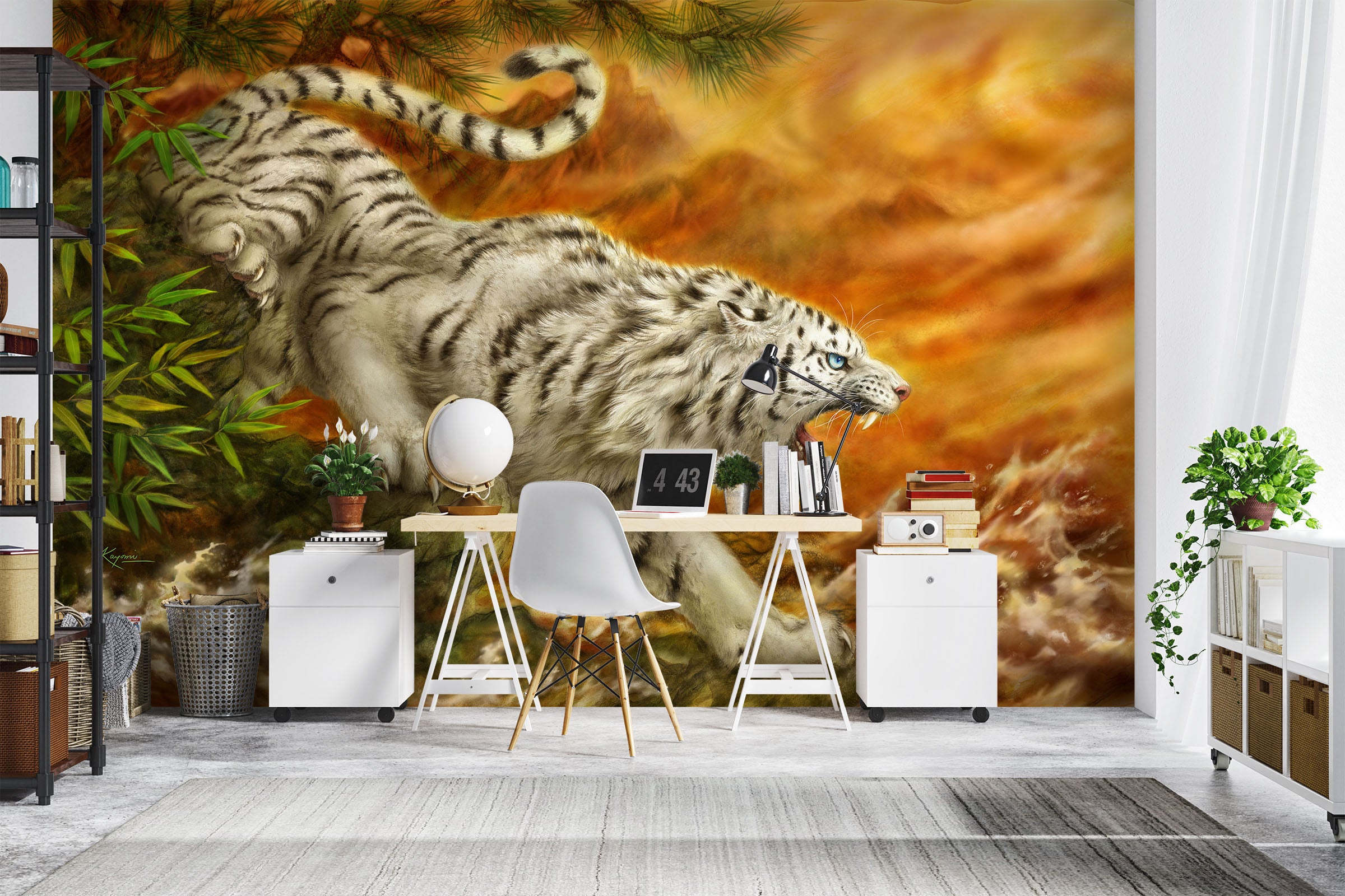 3D Hand Drawn Tiger 5454 Kayomi Harai Wall Mural Wall Murals