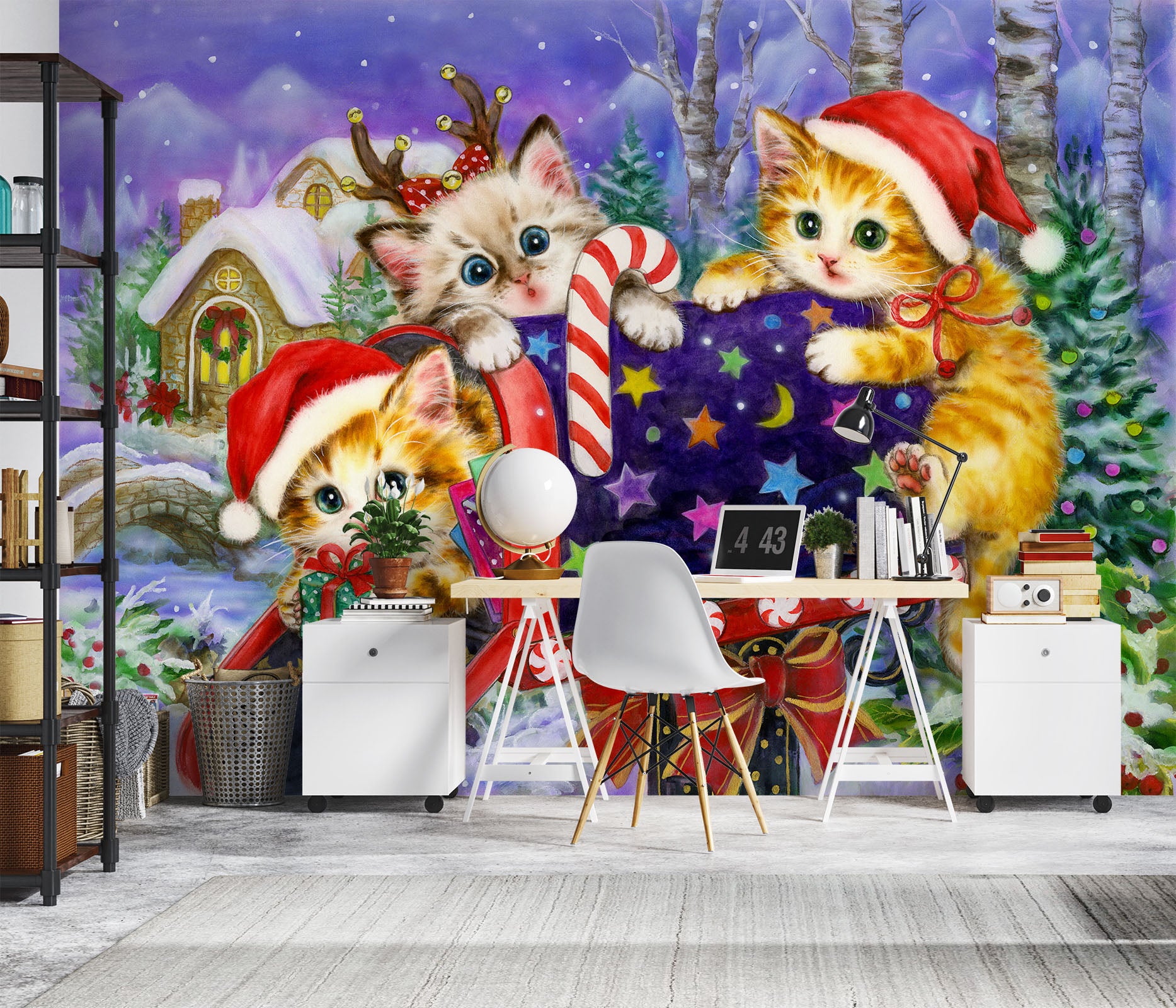 3D Christmas Cat 5516 Kayomi Harai Wall Mural Wall Murals