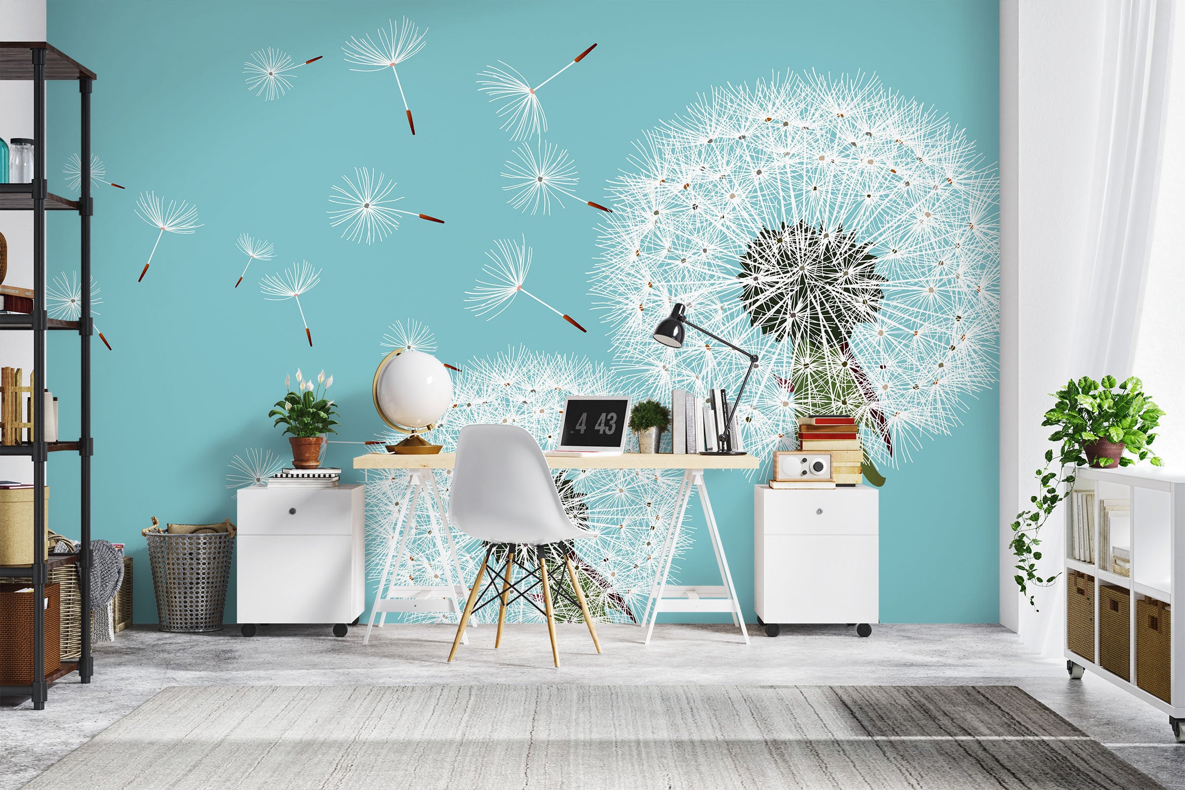 3D White Dandelion 1029 Wall Murals