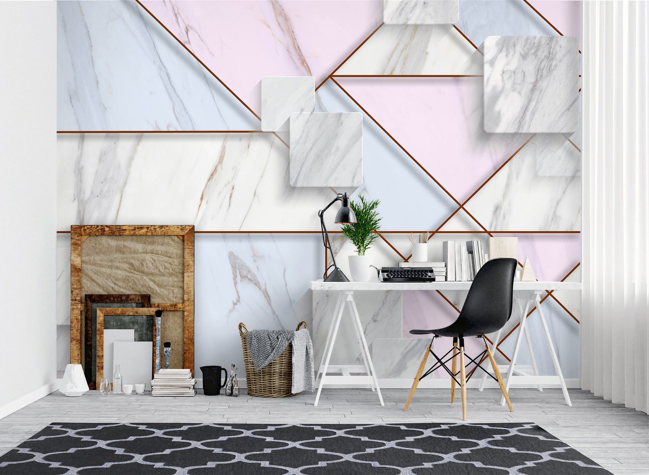 3D Pink Marble 1069 Wall Murals