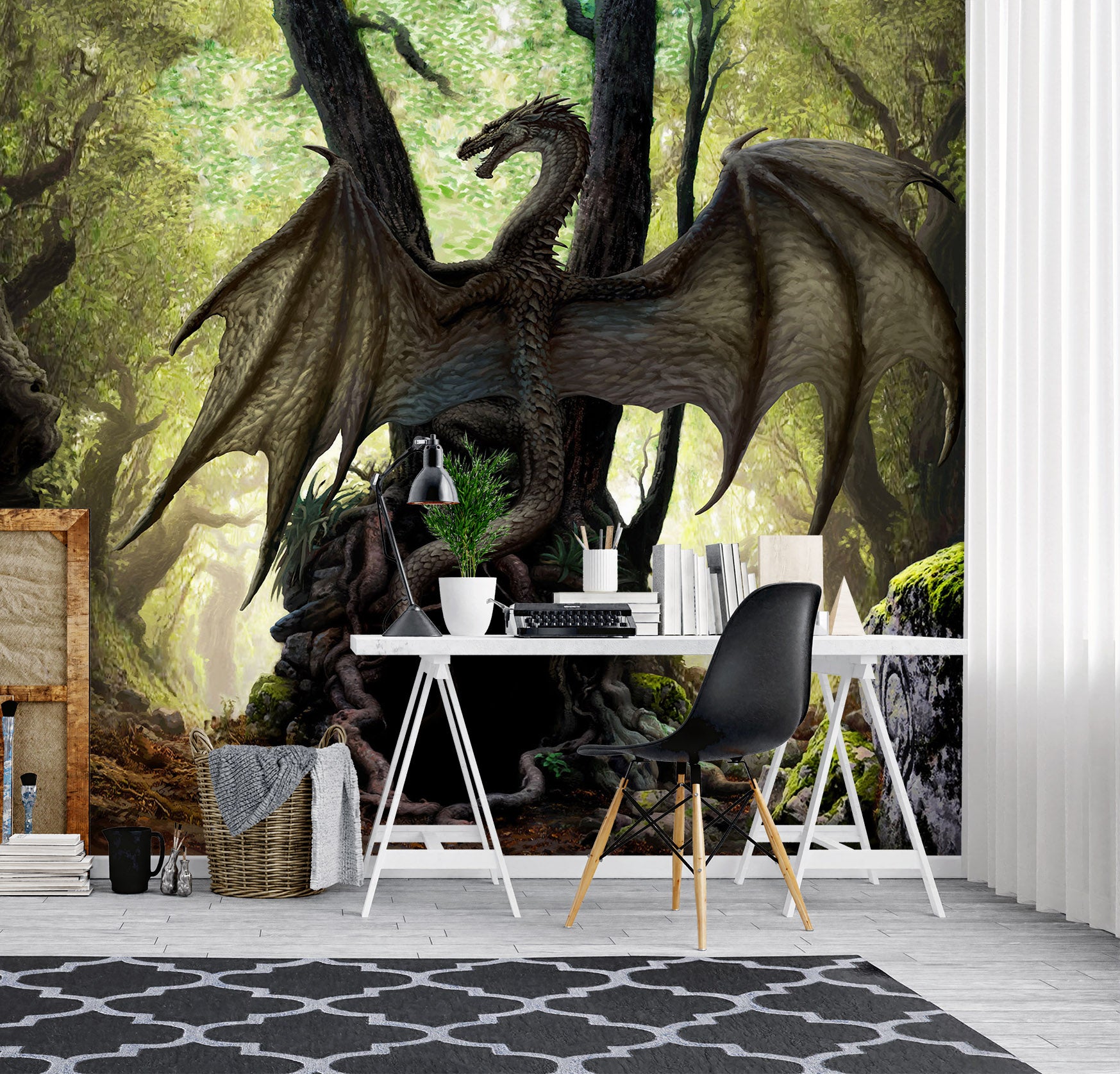 3D Trees Big Dragon 7078 Ciruelo Wall Mural Wall Murals