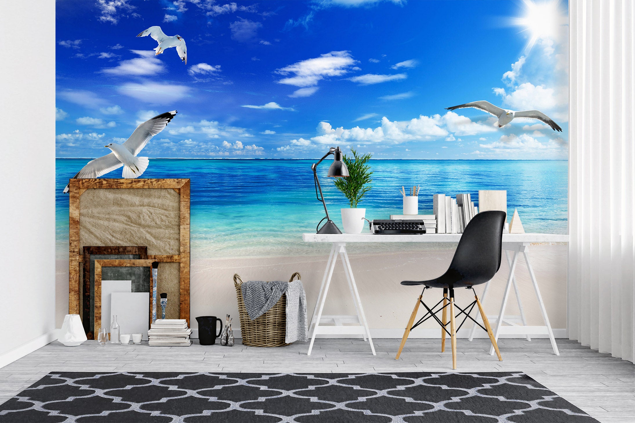 3D Ocean Seagull 1024 Wall Murals